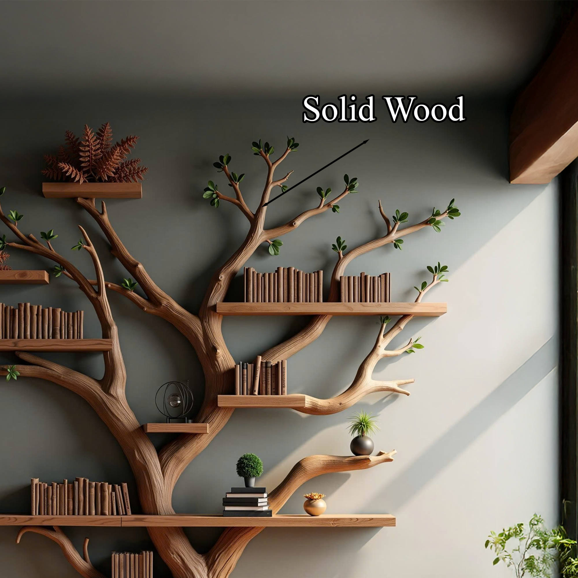 Live Edge Bookshelf Rustic Modern Shelf Decor Home SINLTB125