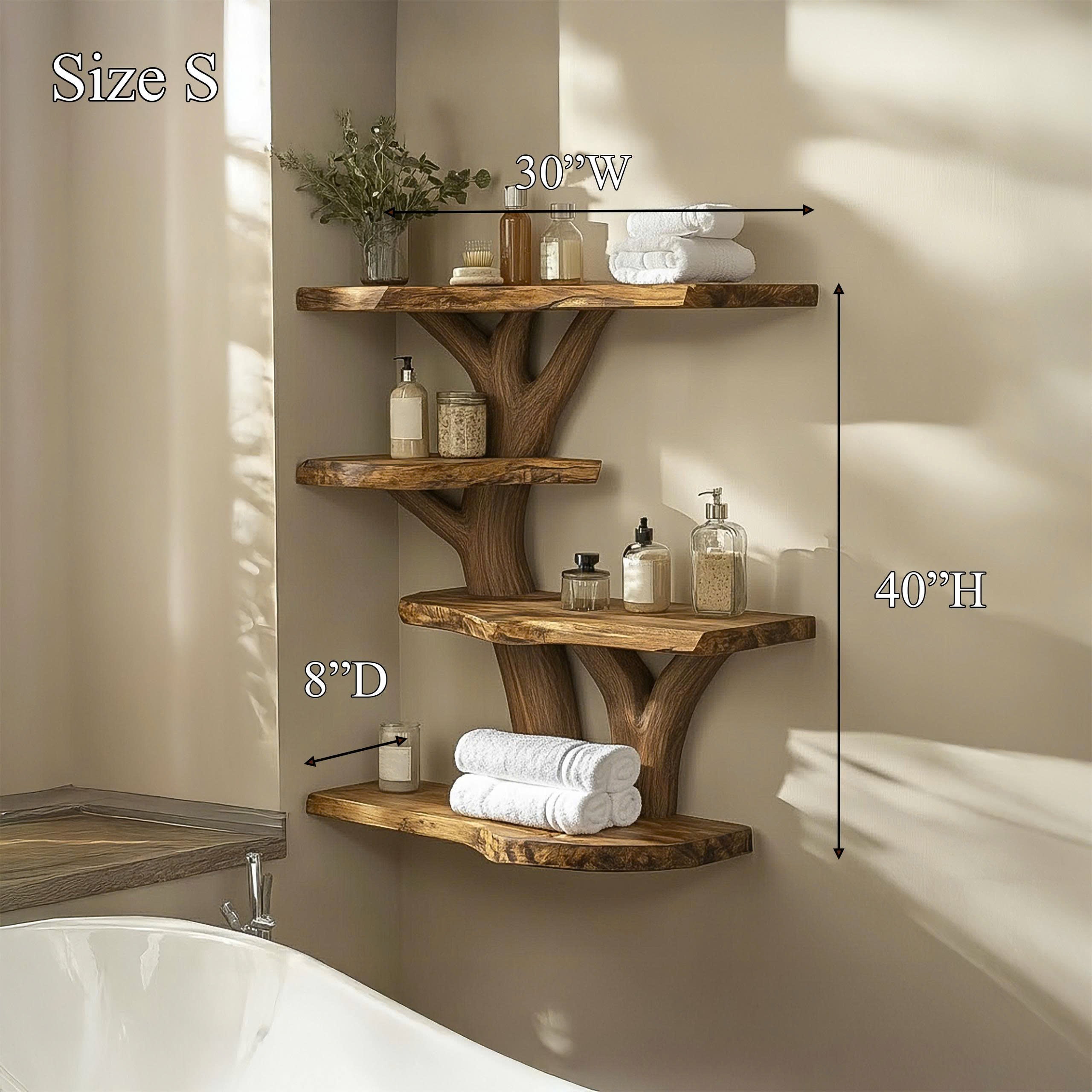 Organic Tree Bathroom Wall Shelf Bathroom Interior Storage Display SINLSATBS113