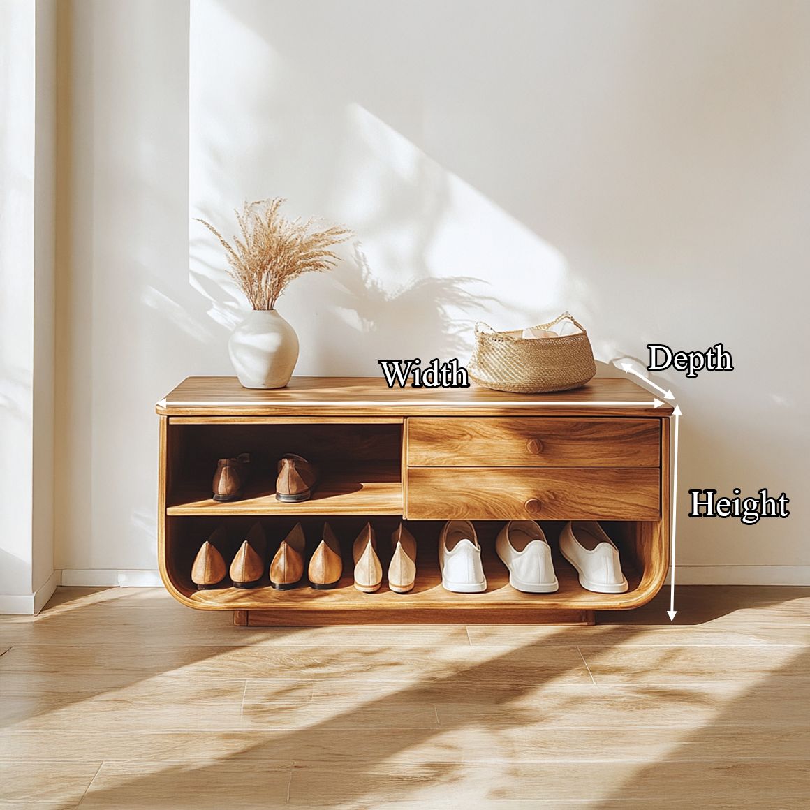 Mid Century Rounded Shoe Storage Hallway And Bedroom SINLSASB069