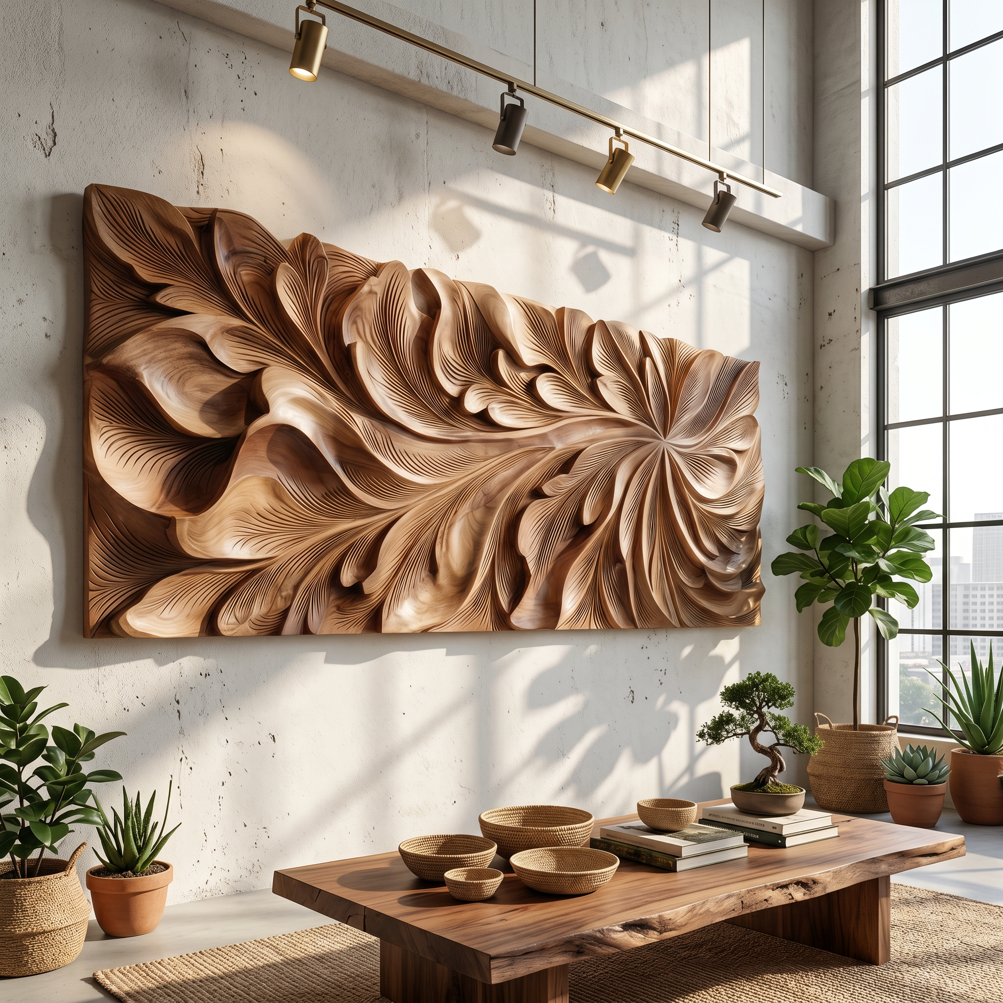 Luxury Wall Art With Floral Carving For Living Room SILDTTRWA155