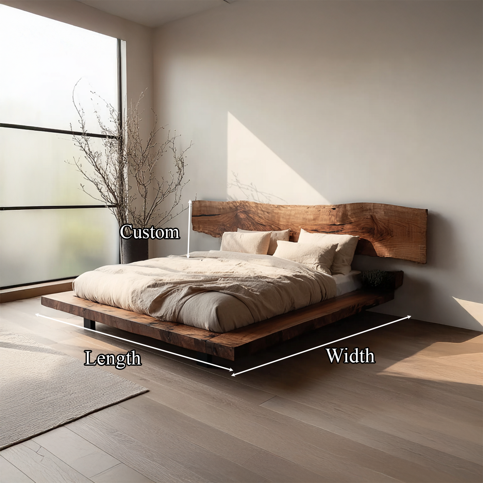 Rustic Bed Frame Cozy Bedroom SINLSAWB029