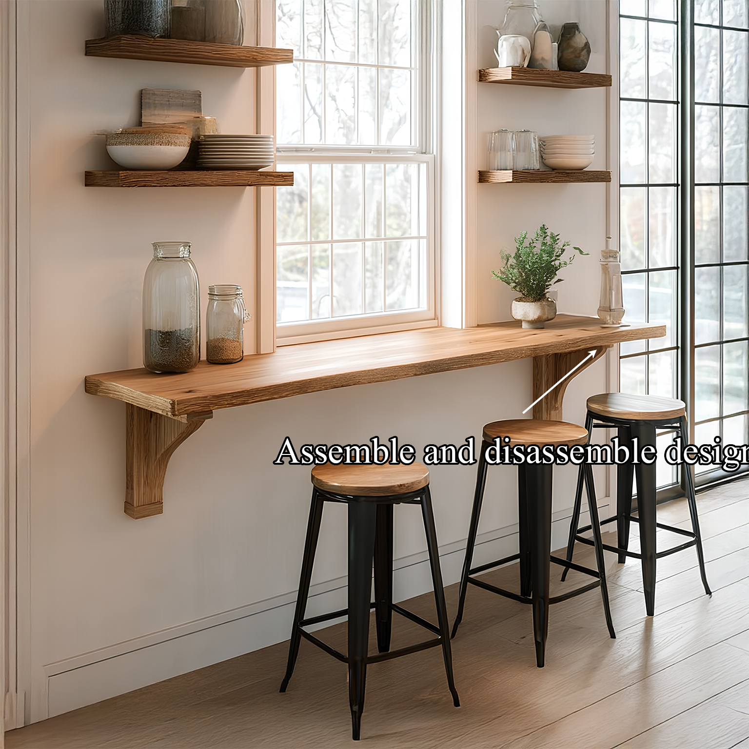 Wall Bar Table Solid Wood Minimalist Style Gift SINLSAFL073