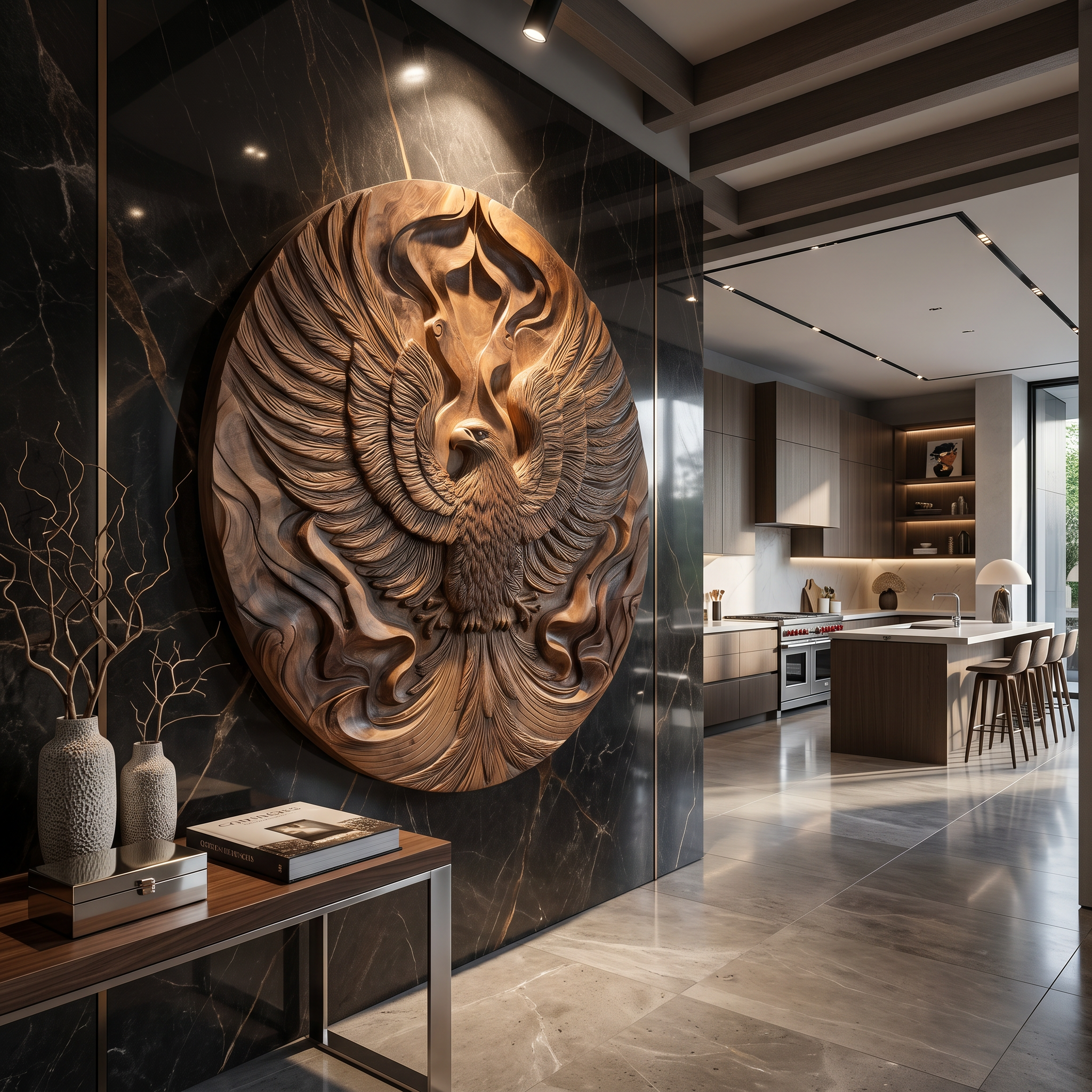 Majestic Phoenix Wood Wall Art Tropical Modern Villa Interior Decor SILDTTRWA114