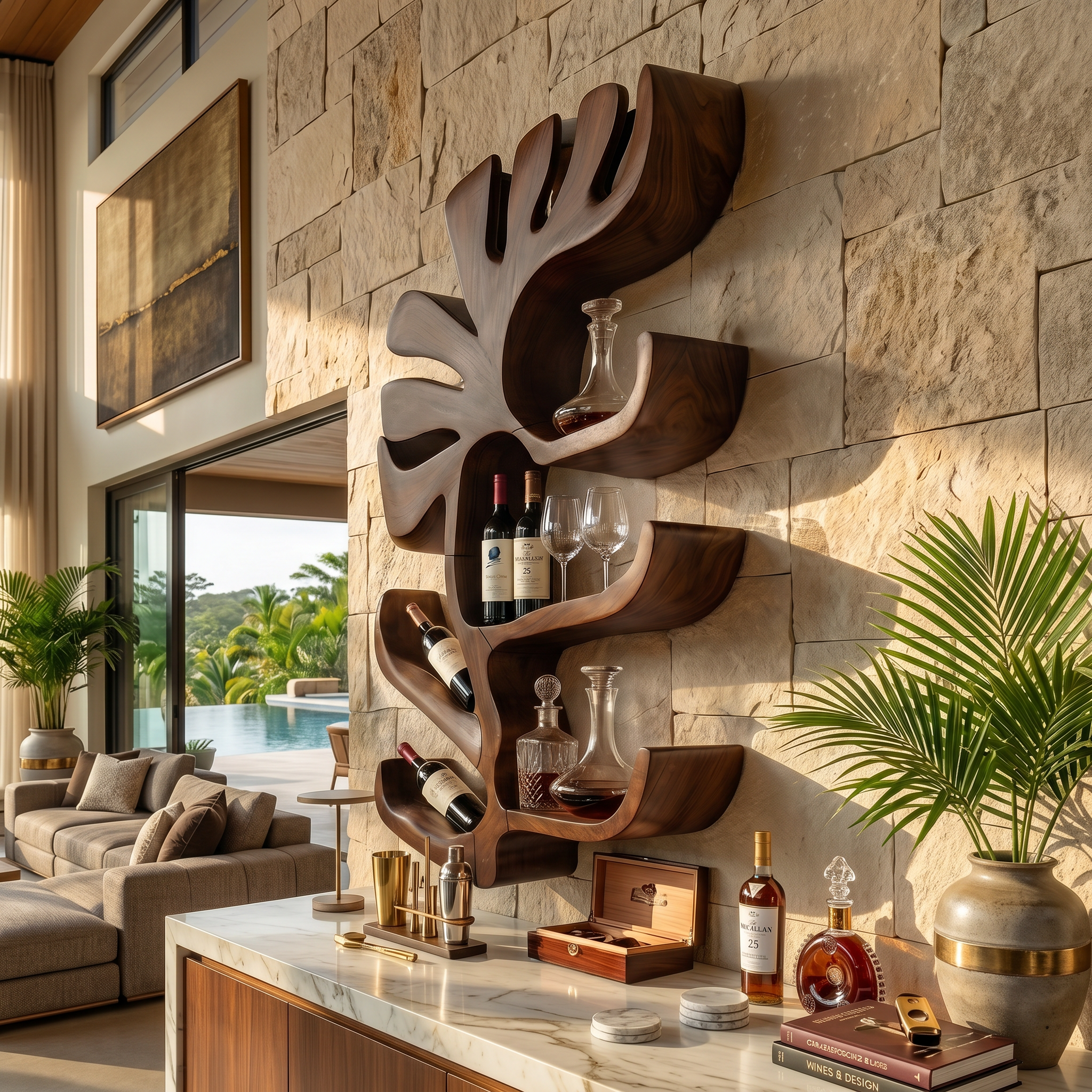 Farmhouse Wall Wine Rack For Apartment Bar Display Feature SILDTTRWH072