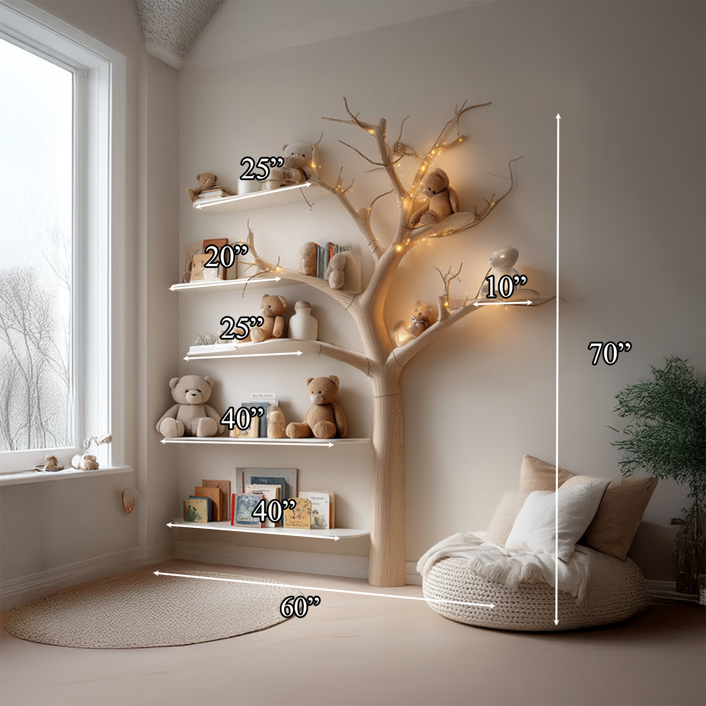 Rustic Tree Bookcase Bedroom Kids Room SINLSATB259