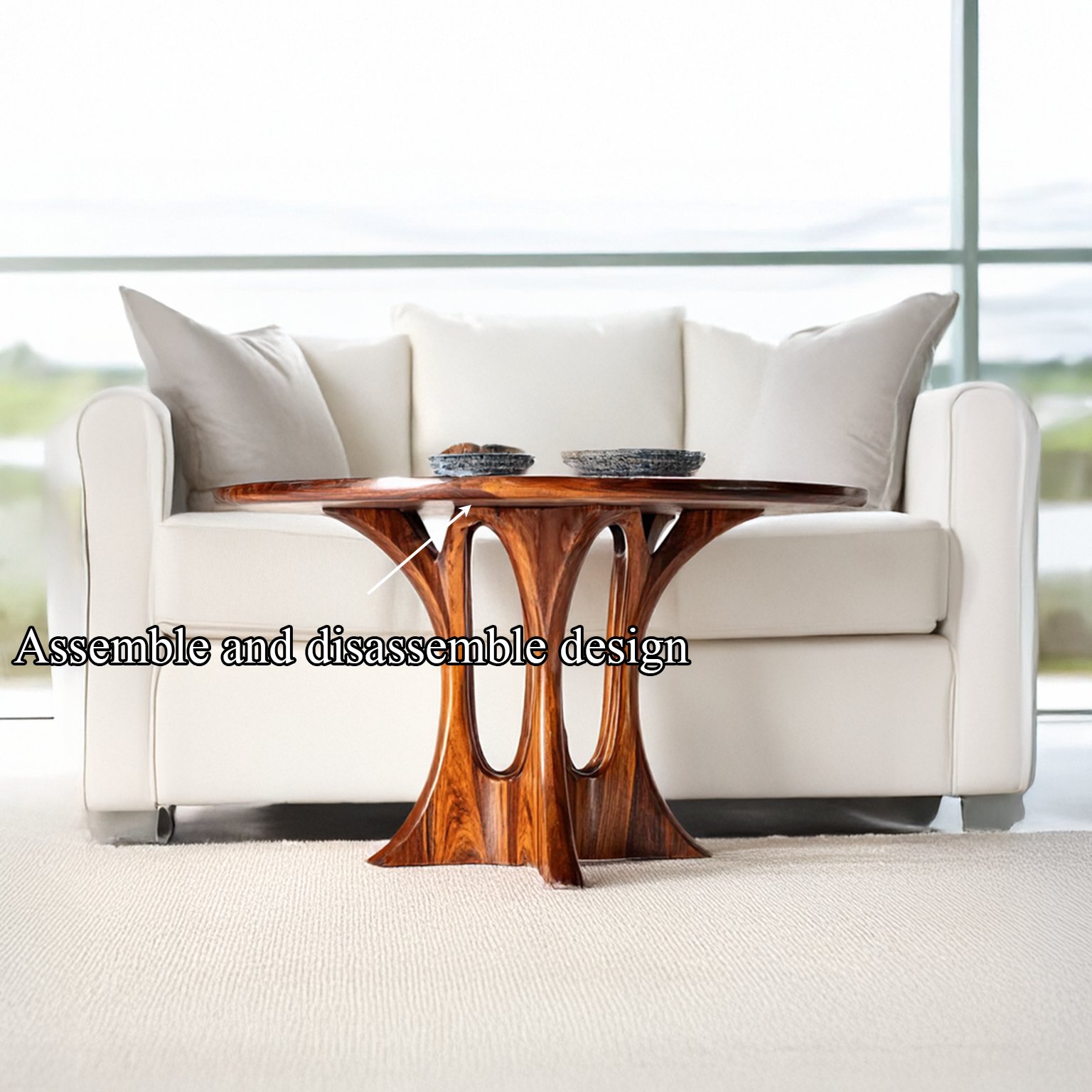 Modern Coffee Table Walnut Wood Living Room Gift SINLSACF022