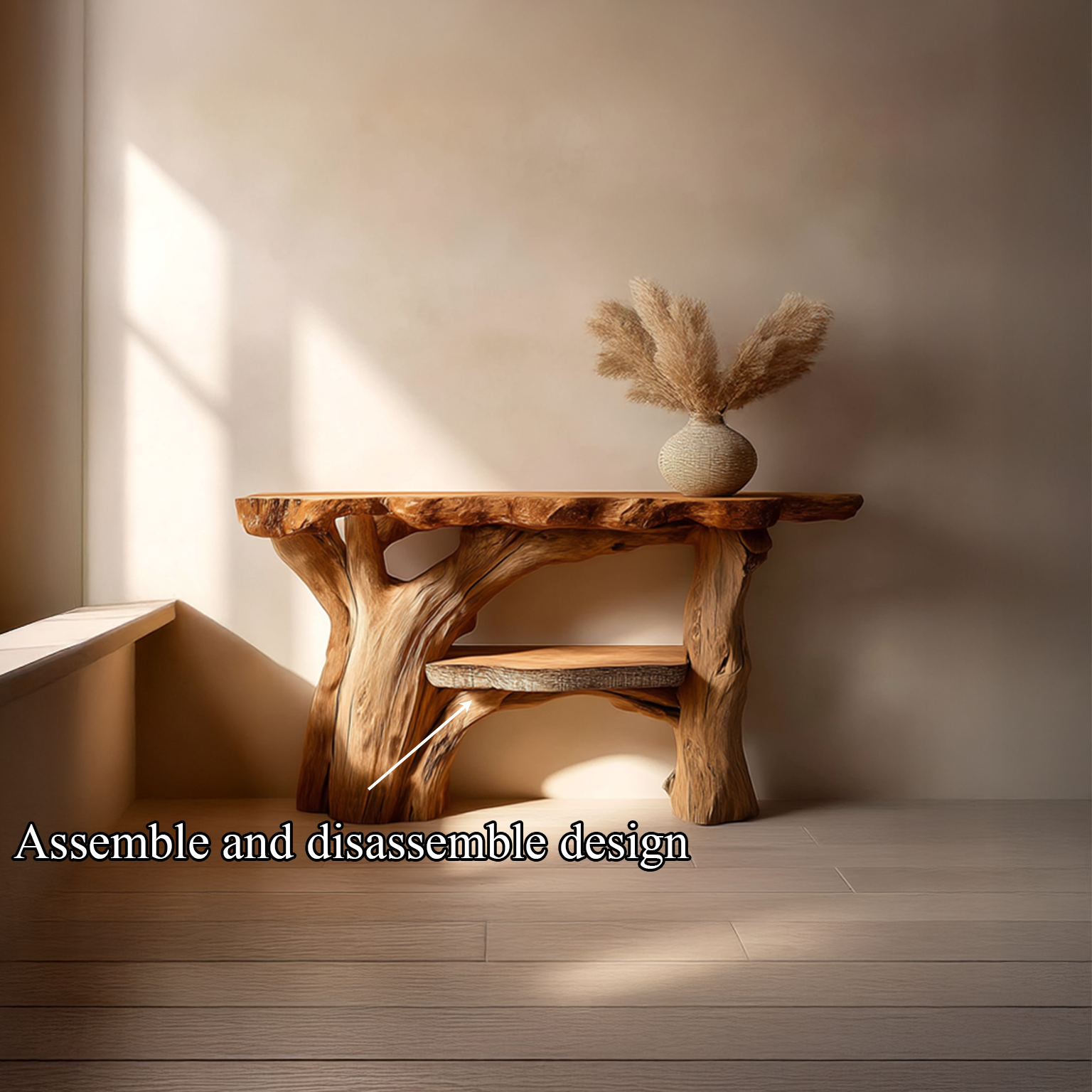 Rustic Sculptural Console Table Living Room SINLSACS238