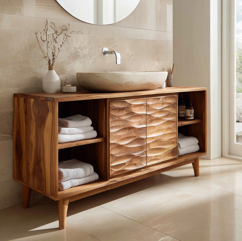 Modern Wave Bathroom Vanity Open Shelf For Bathroom RTTHHNBRC015