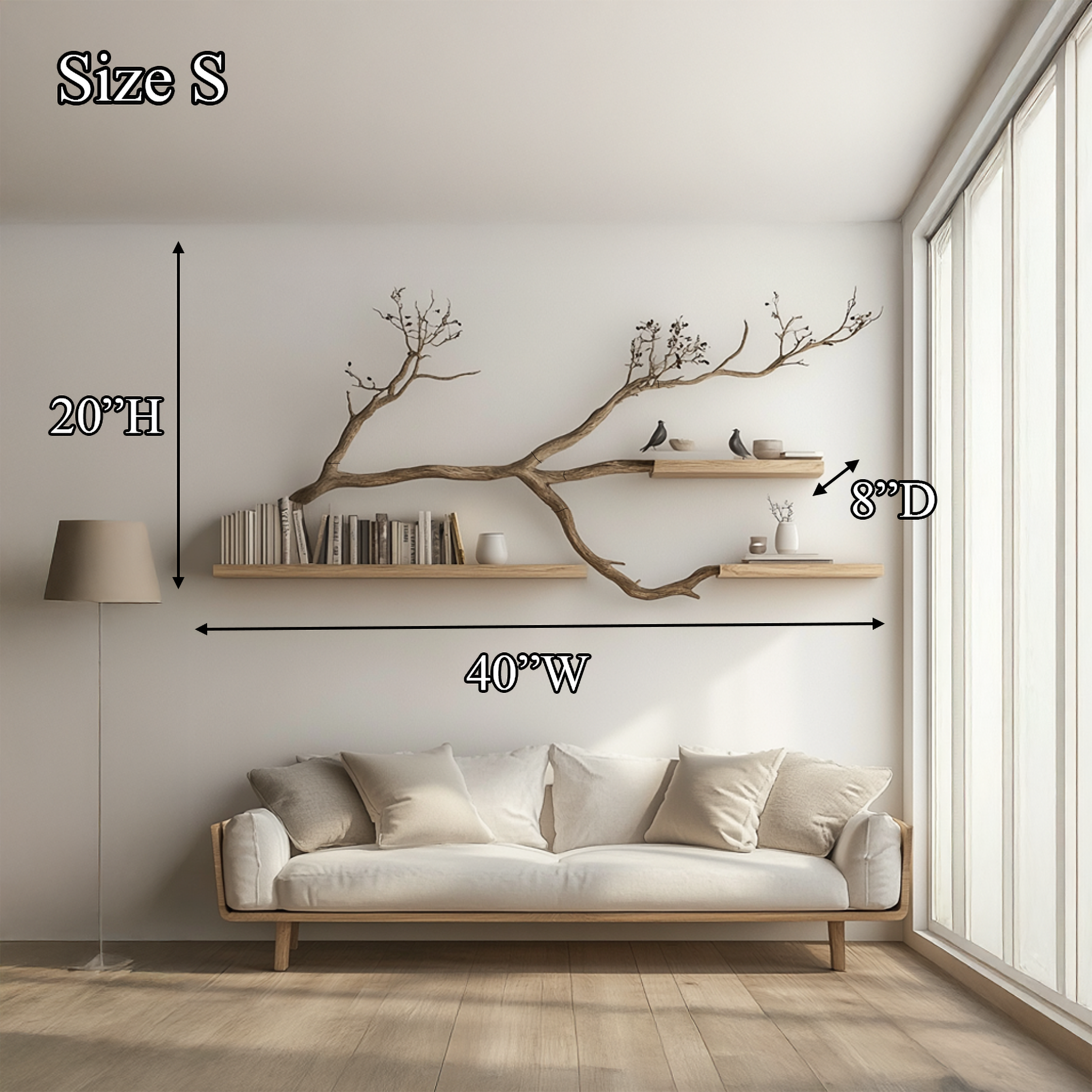Rustic Organic Branch Shelf Modern Living Or Dining Room SINLSATBS047