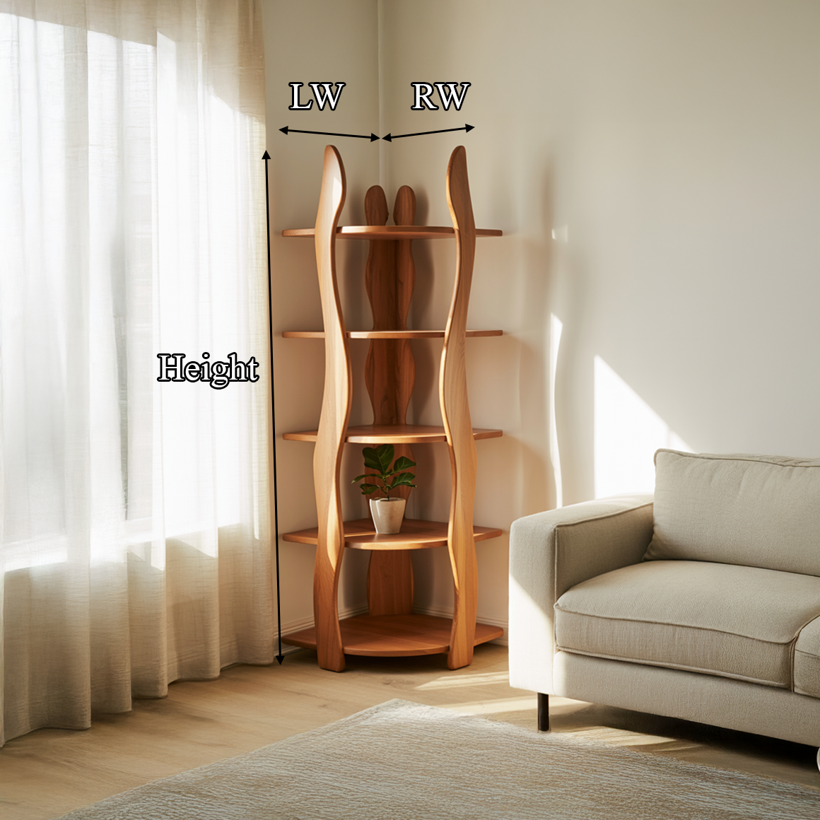 Organic Modern Sculptural Corner Shelf Living Room Or Office SINLSASC303