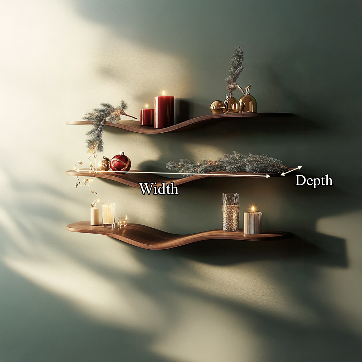 Mid Century Wave Wall Shelf Christmas Holiday Display SINLSAWV010