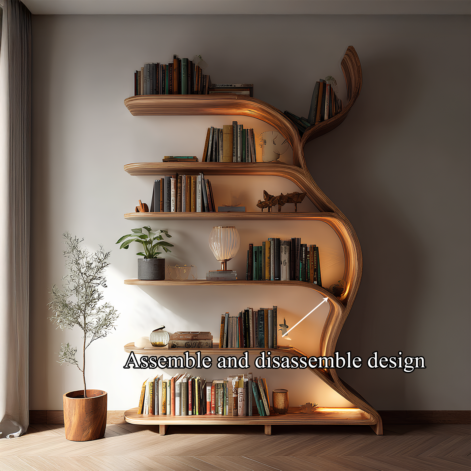Tree Branch Bookshelf Solid Wood Farmhouse Wall Gift SINLSATB188