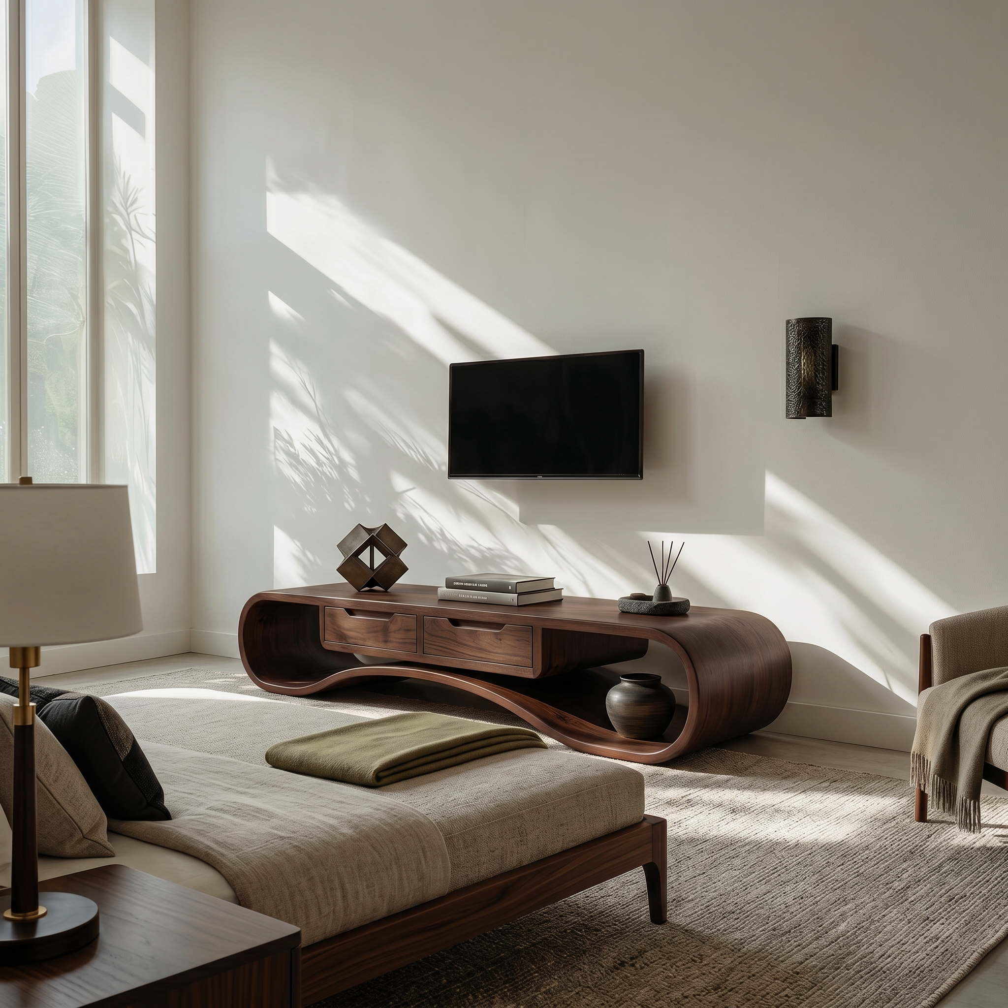 Modern Organic TV Cabinet For Glass Wall Pool House SILDTTRTVC102