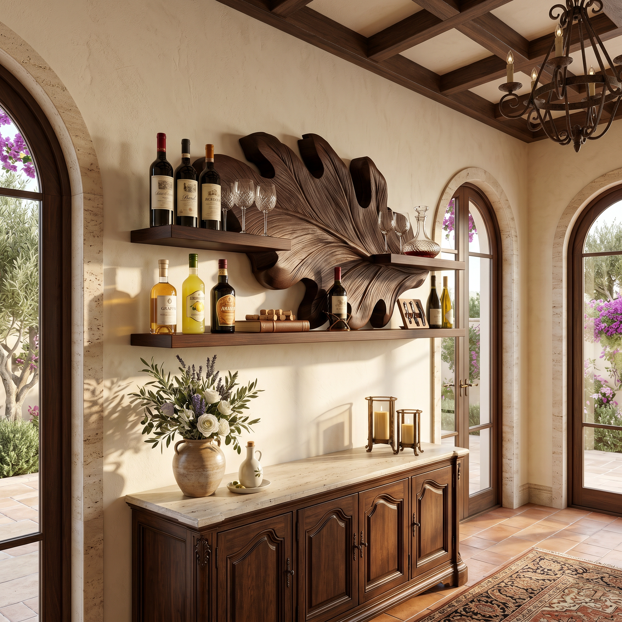 Farmhouse Wall Wine Rack For Hallway Beverage Accent Storage SILDTTRWH086