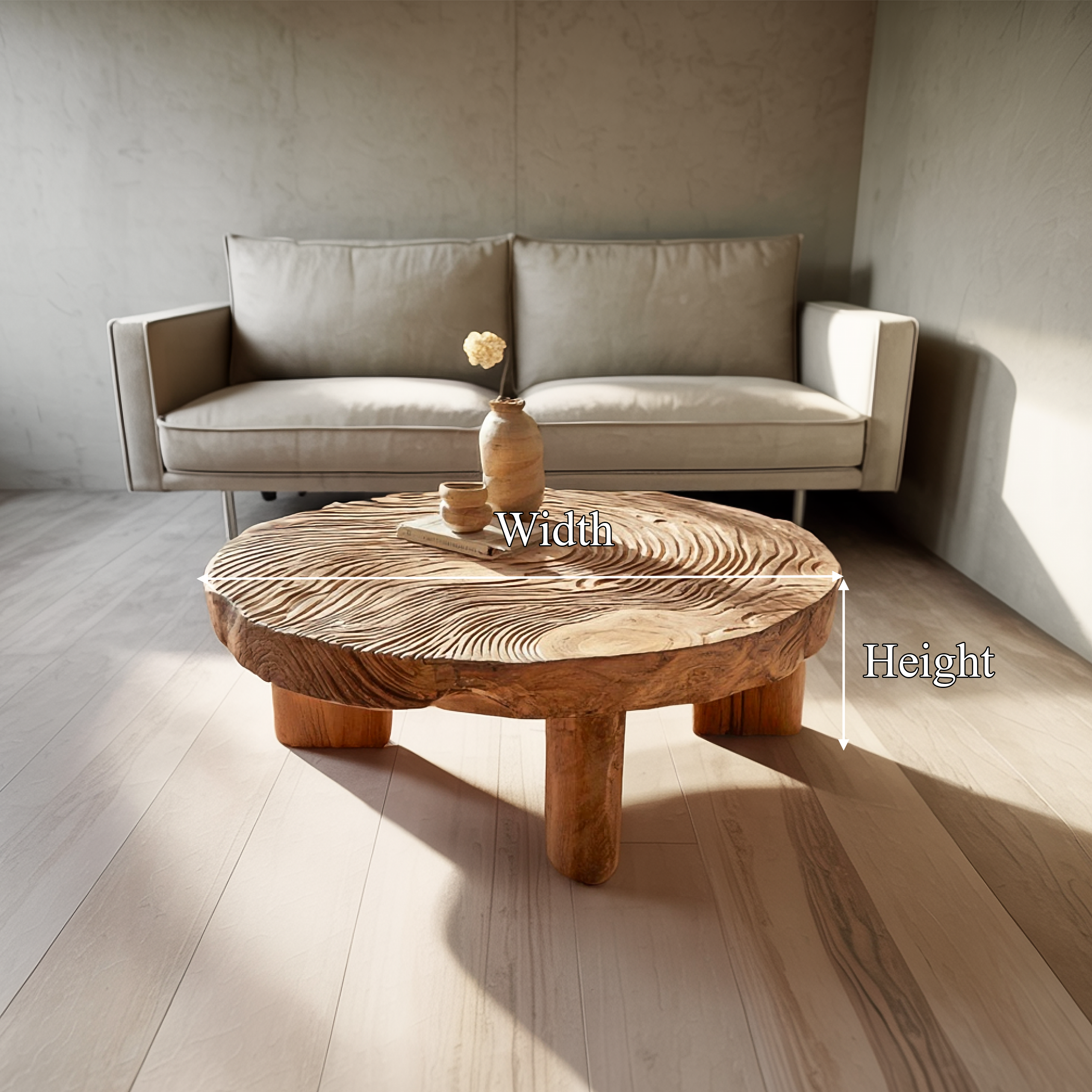 Textured Solid Wood Coffee Table Living Room SINLSACF277