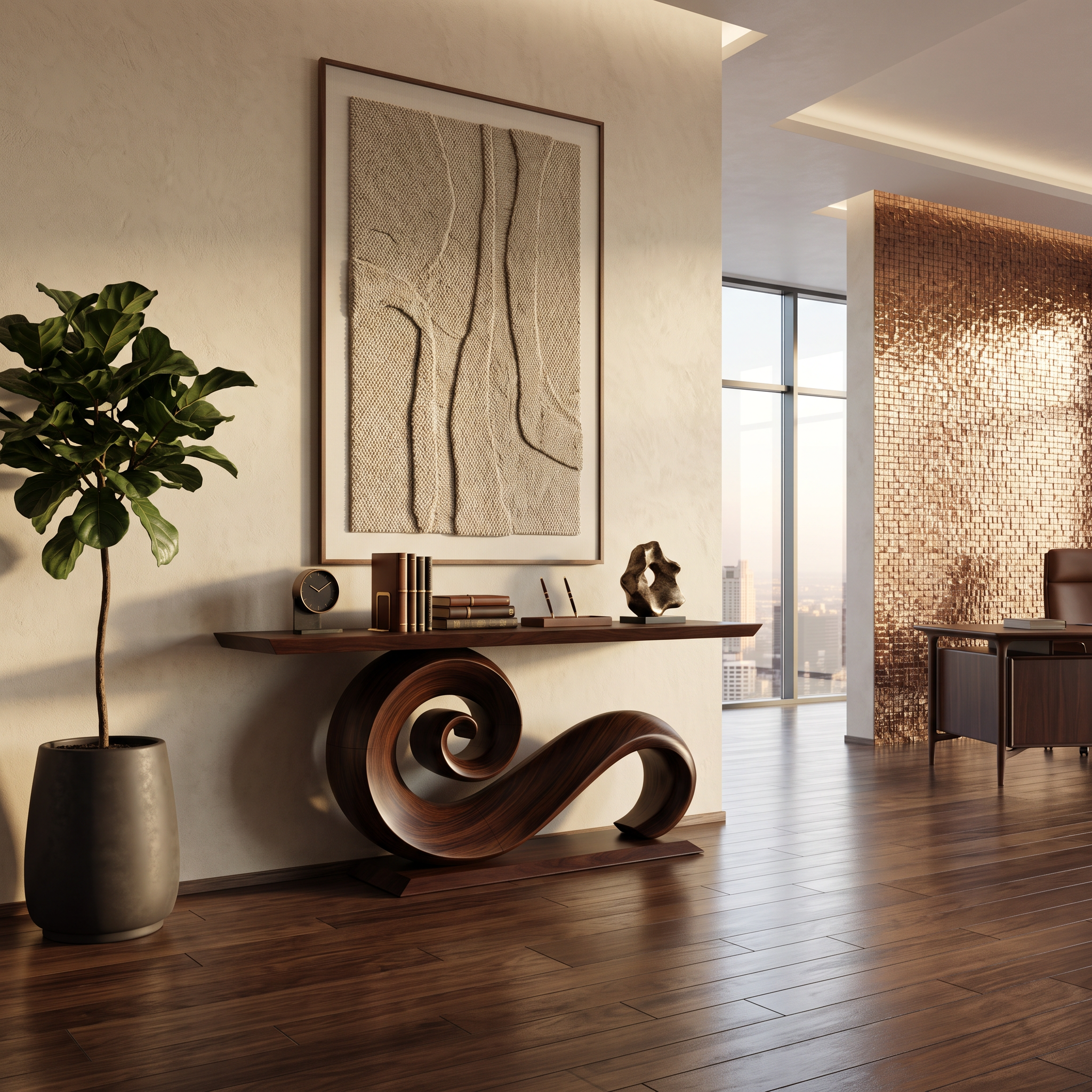 Modern Solid Wood Console Table Organic Live Edge For Entryway Design SILDTTNCS088