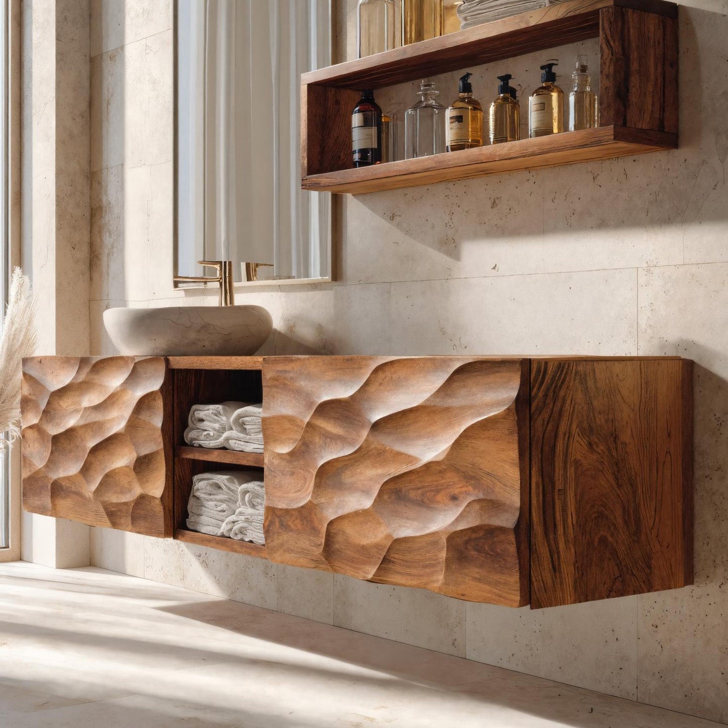 Sculptural Wall Mounted Bathroom Vanity For Bathroom Space RTTHHNBRV003