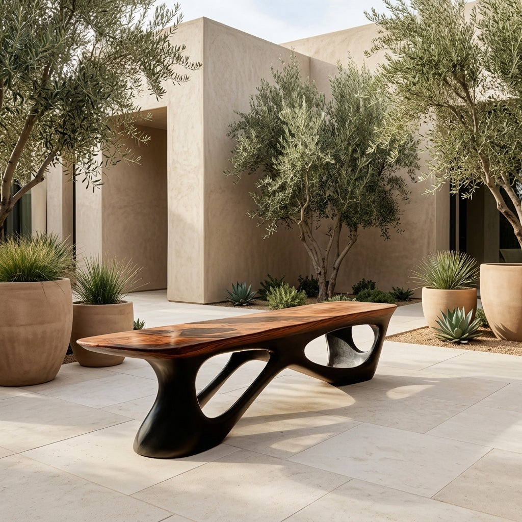 Contemporary Natural Wood Bench For Luxury Window Corner RTTHHNCHR159