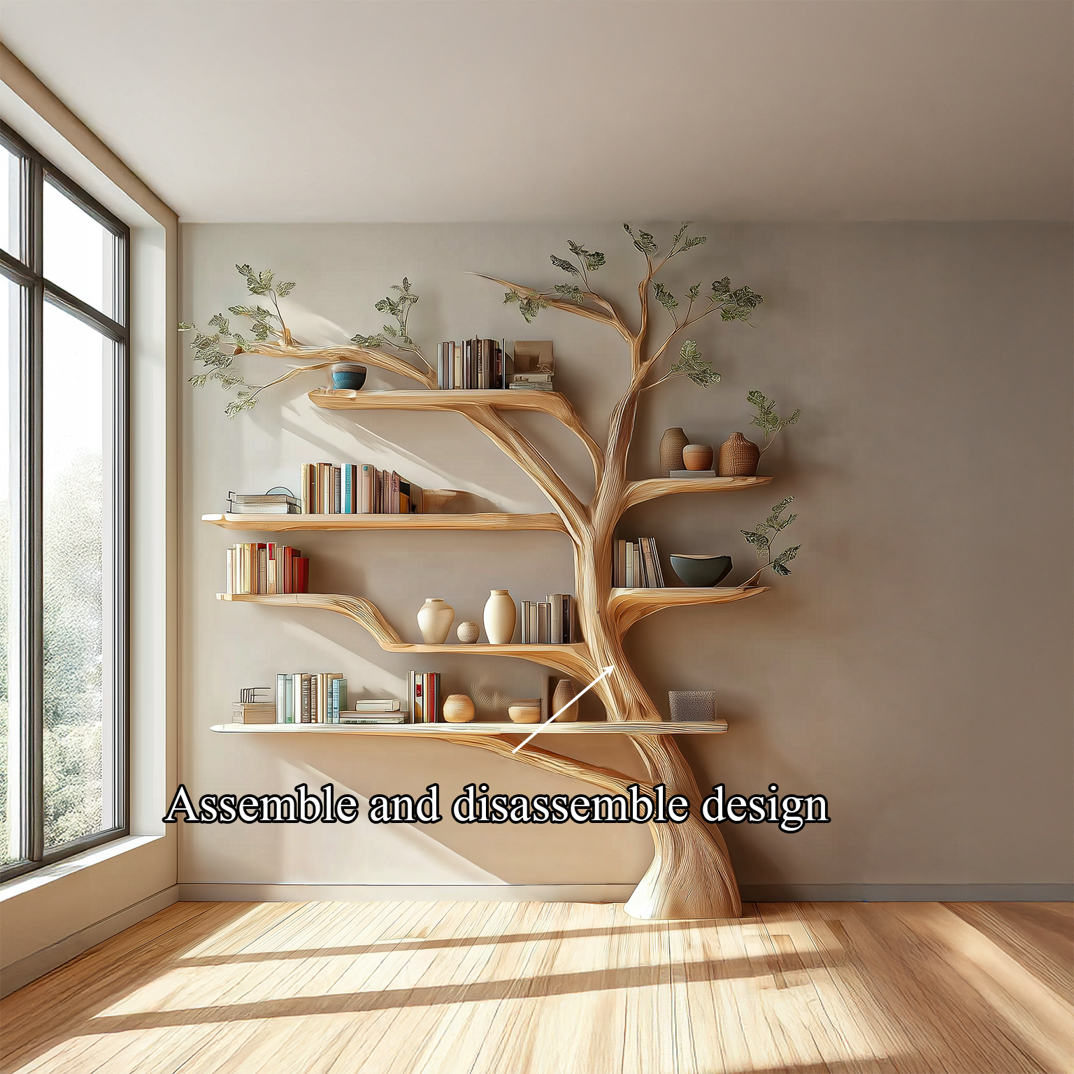Rustic Book Tree Shelf Home Office SINLSATB231