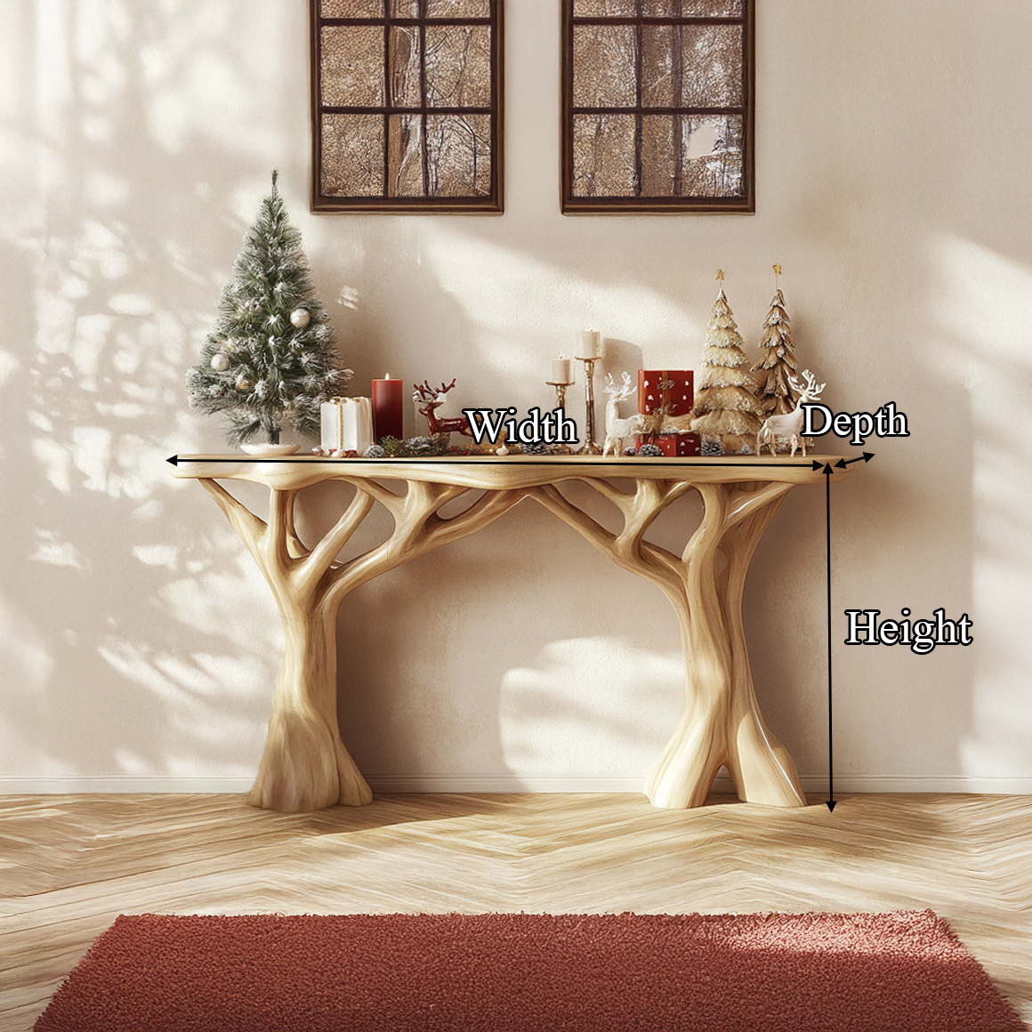 Rustic Organic Console Table Christmas Entryway Seasonal Decor SINLSACS343