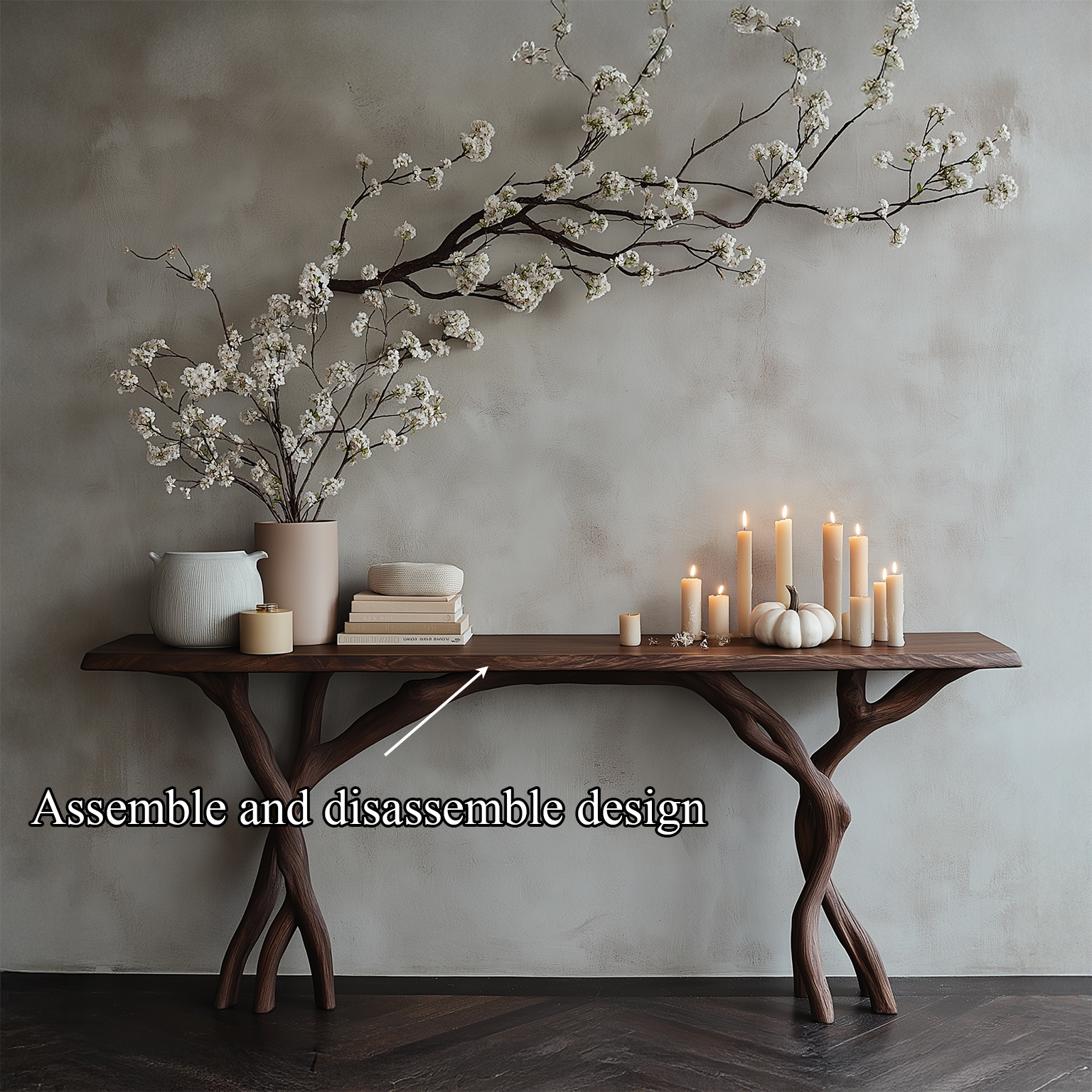Driftwood Console Table Live Edge Rustic Wood Gift SINLSACS085