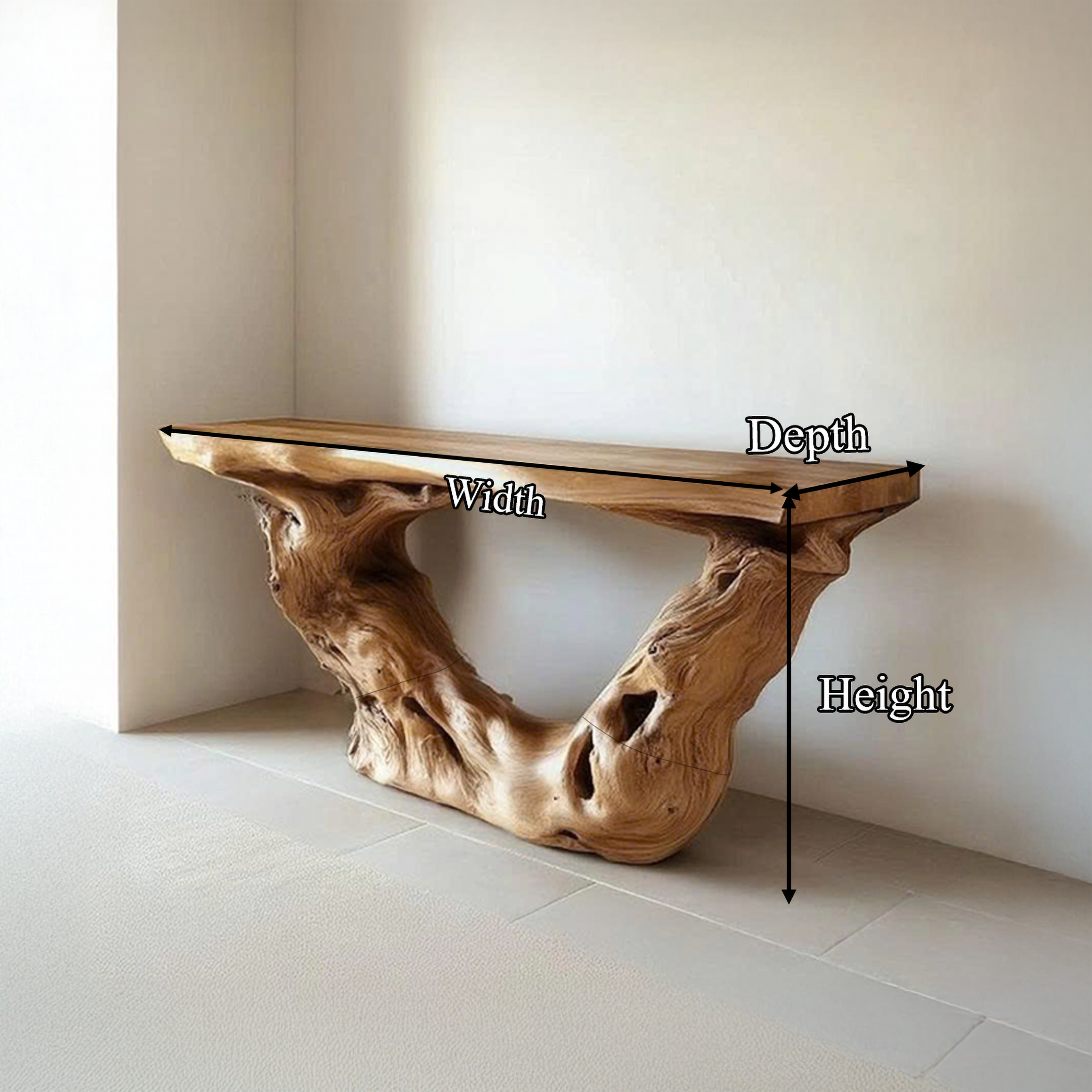 Rustic Foyer Table Wood Sculpture Slab Welcome Area SINLSACS394