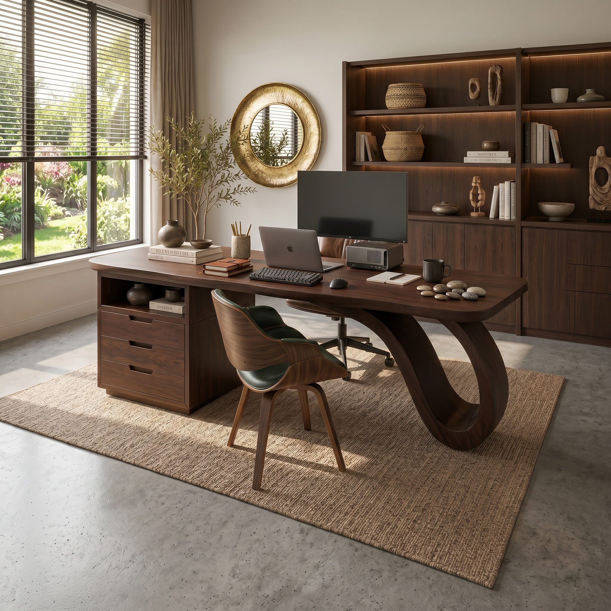 Organic Sculptural Executive Desk Luxury Workspace SILDTTRDE024