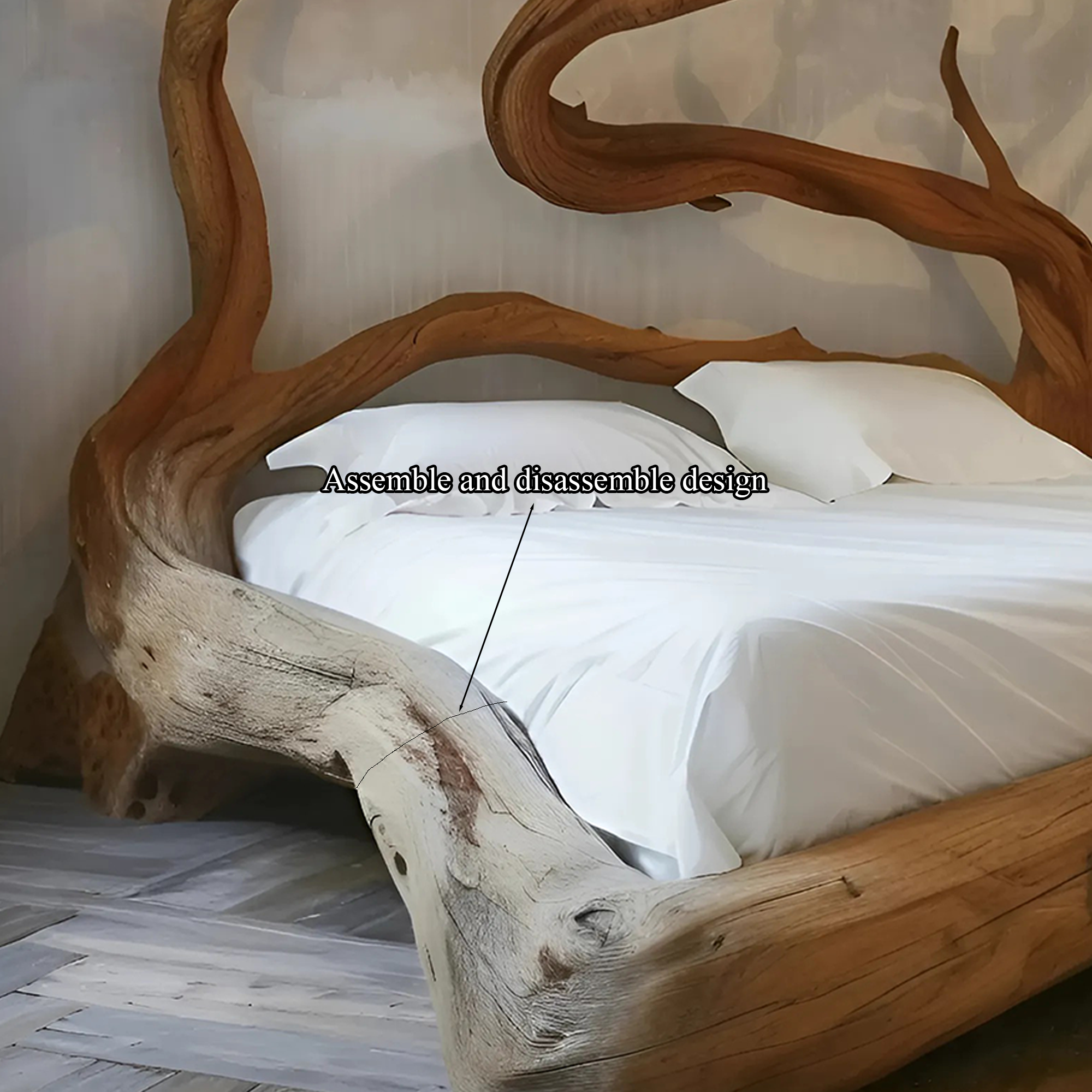 Backdrop Bed Frame Wood Furniture Handmade Decor Bedroom Valentine Gift SINLWB006