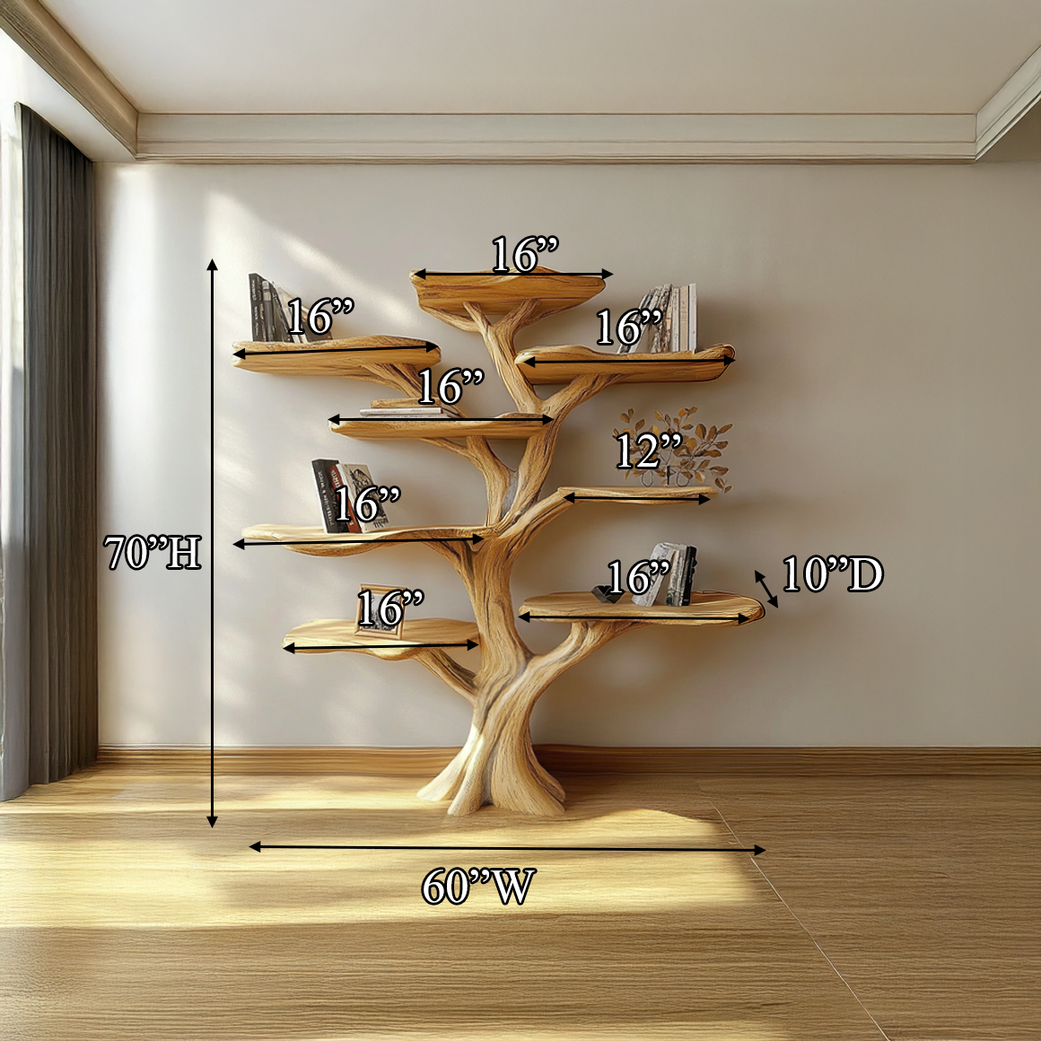 Rustic Artistic Mushroom Tree Bookshelf Home Office Or Living Room SINLSATB454