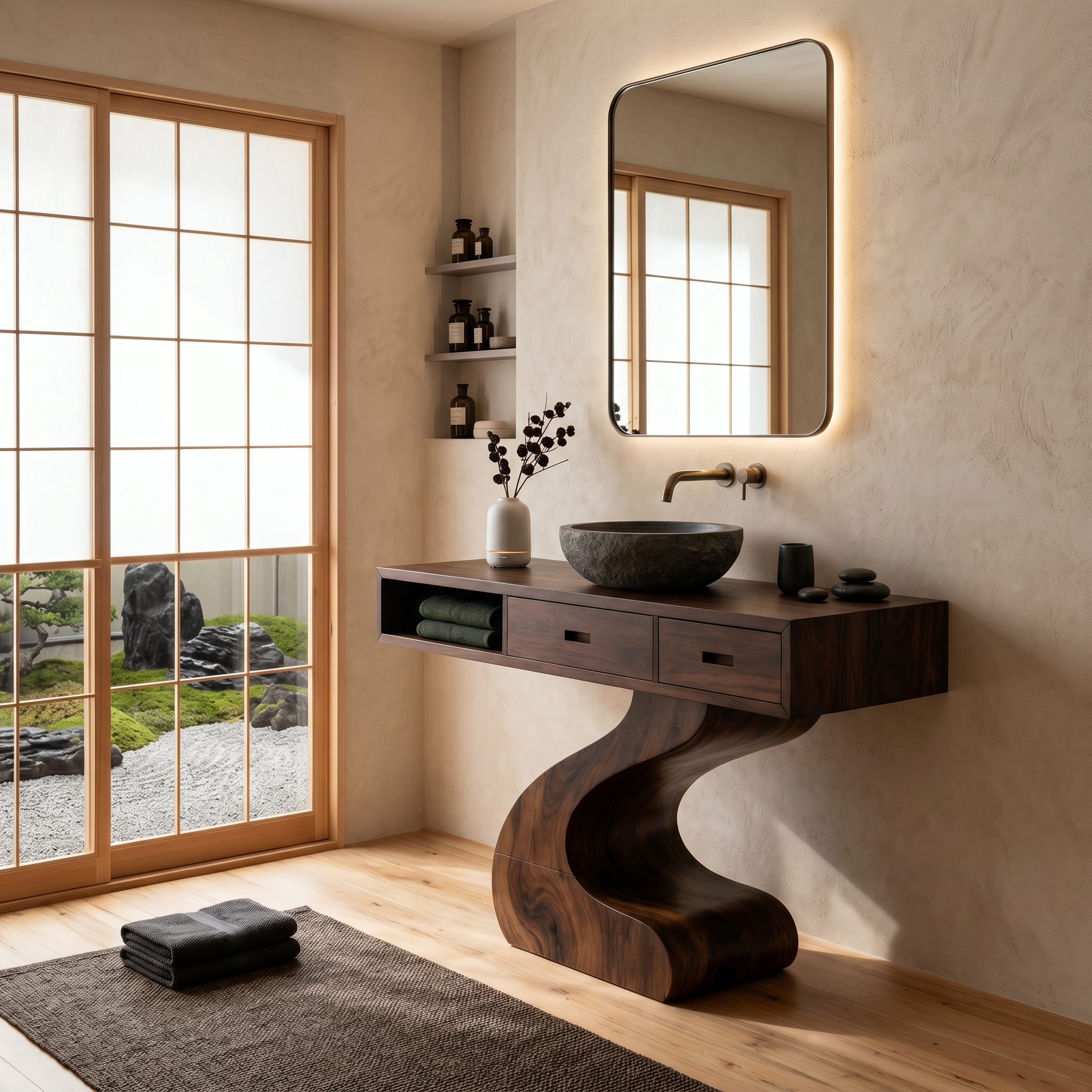 Contemporary Sculpted Vanity For Modern Bathroom Interior SILDTTNBRV058