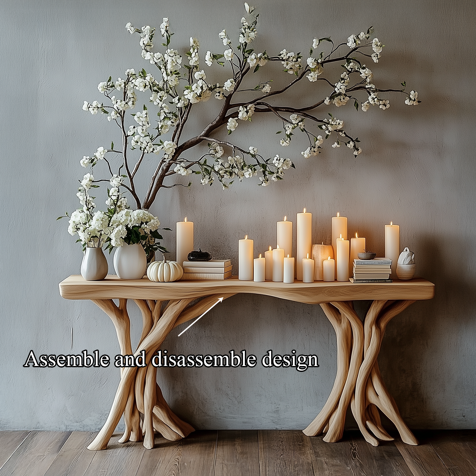 Driftwood Console Table Organic Wood Rustic Art Gift SINLSACS087