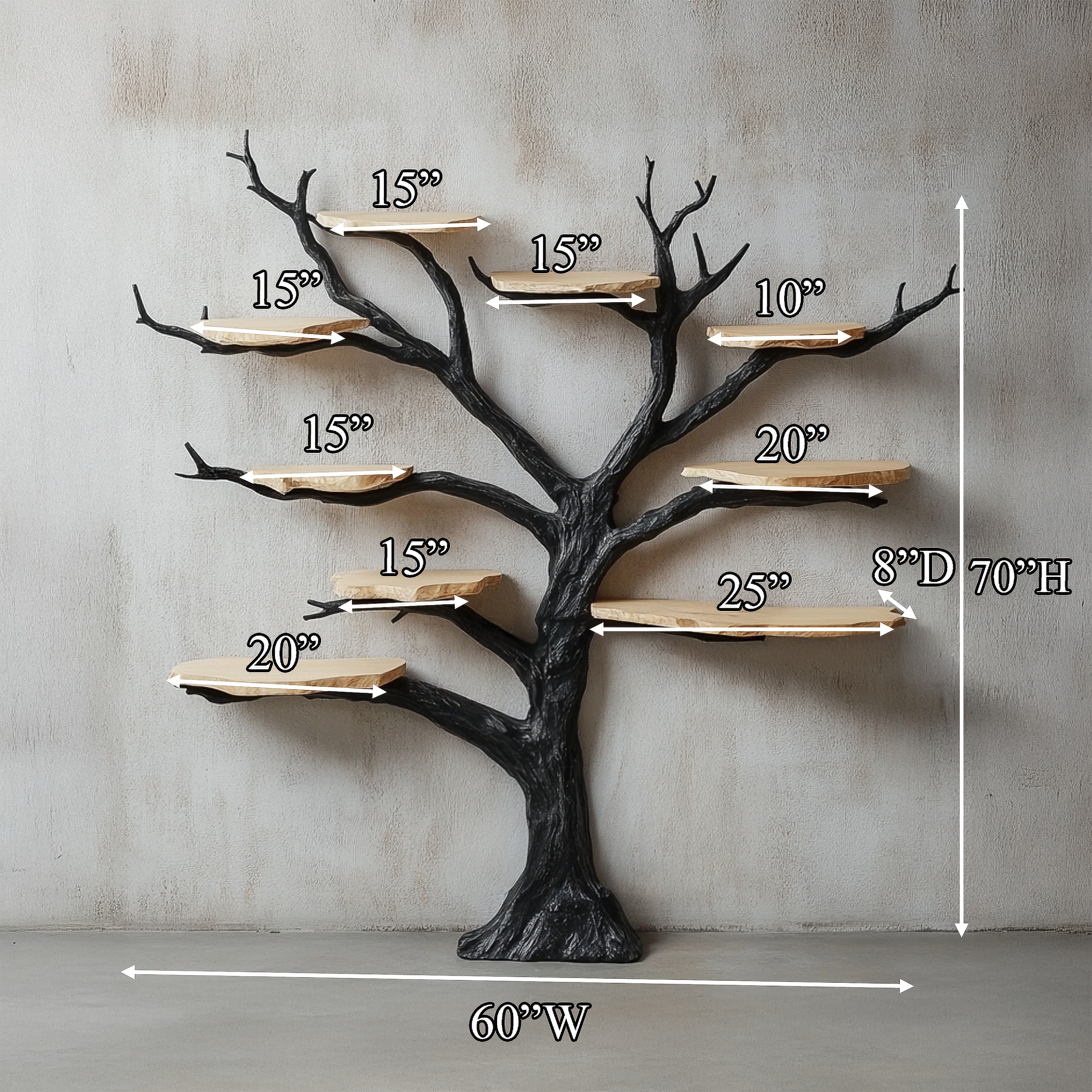 Rustic Organic Tree Wall Shelf Artistic Home Decor SINLSATB563