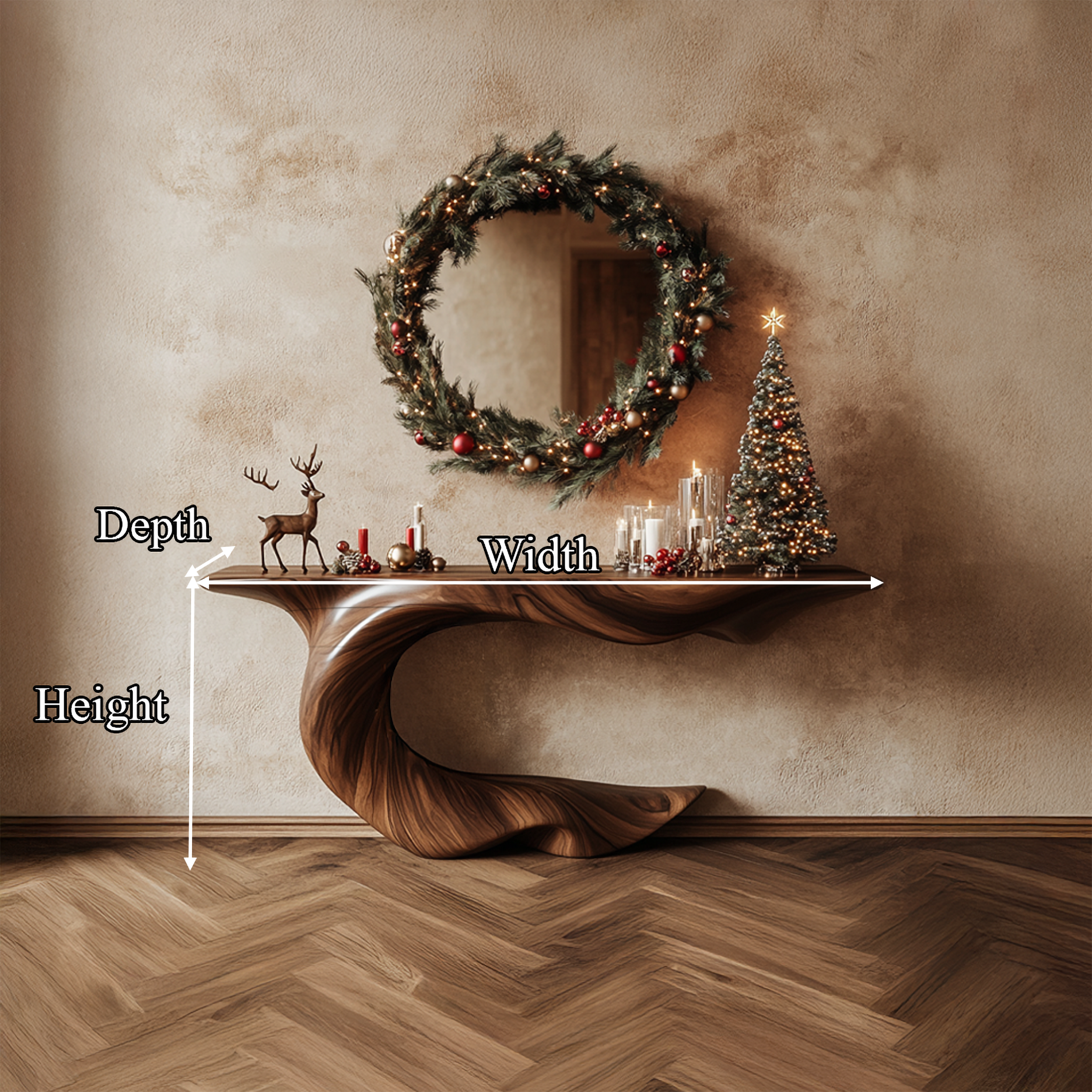 Mid Century Sculptural Console Table Christmas Decor SINLSACS291