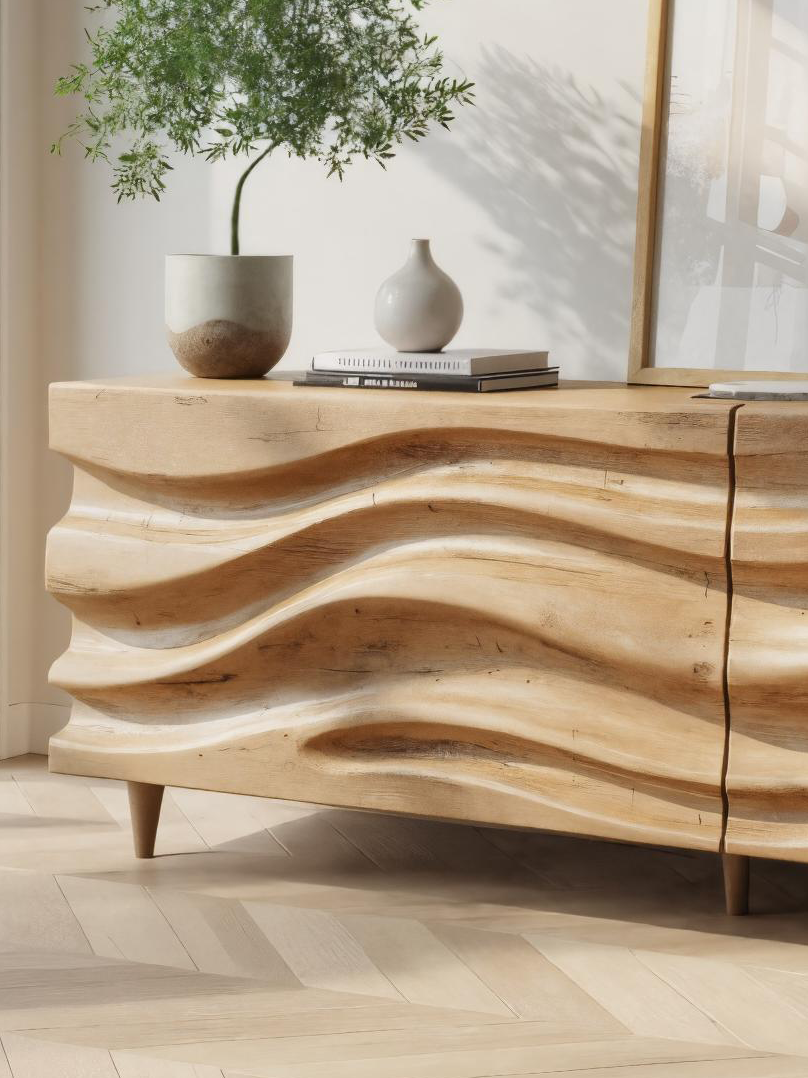 Hand Carved Wave Sideboard For Living Room Or Dining Room SITHTTSD003