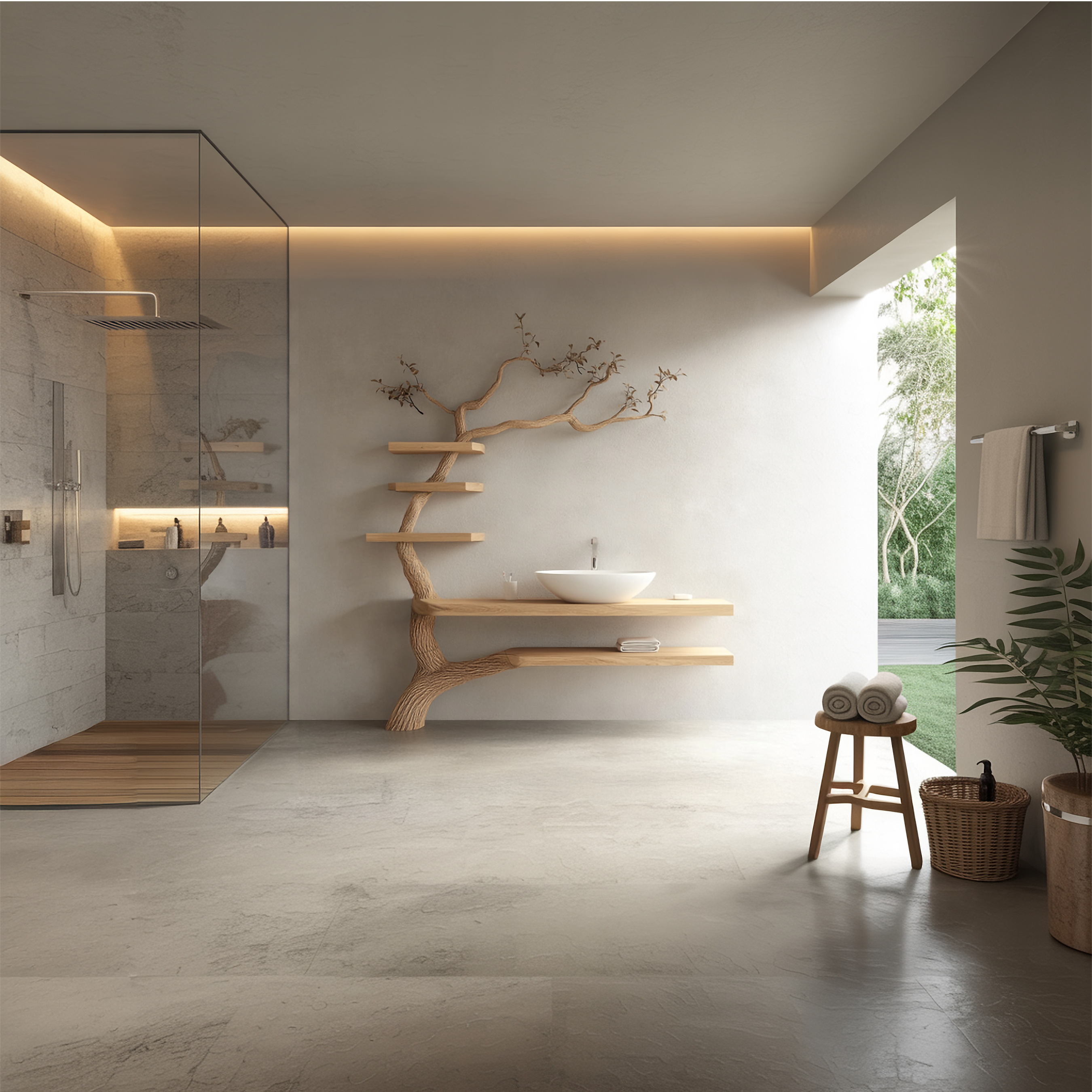 Organic Modern Artistic Bathroom Display Shelf SINLSATBB022