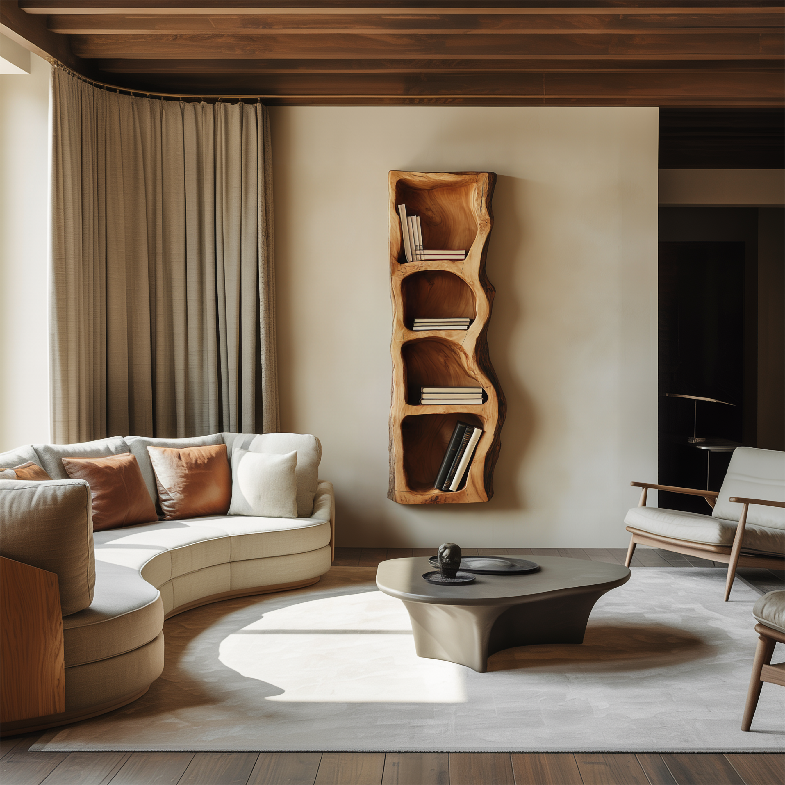 Organic Sculptural Statement Wall Shelf For Living Space And Interior Area SINLSAFL375