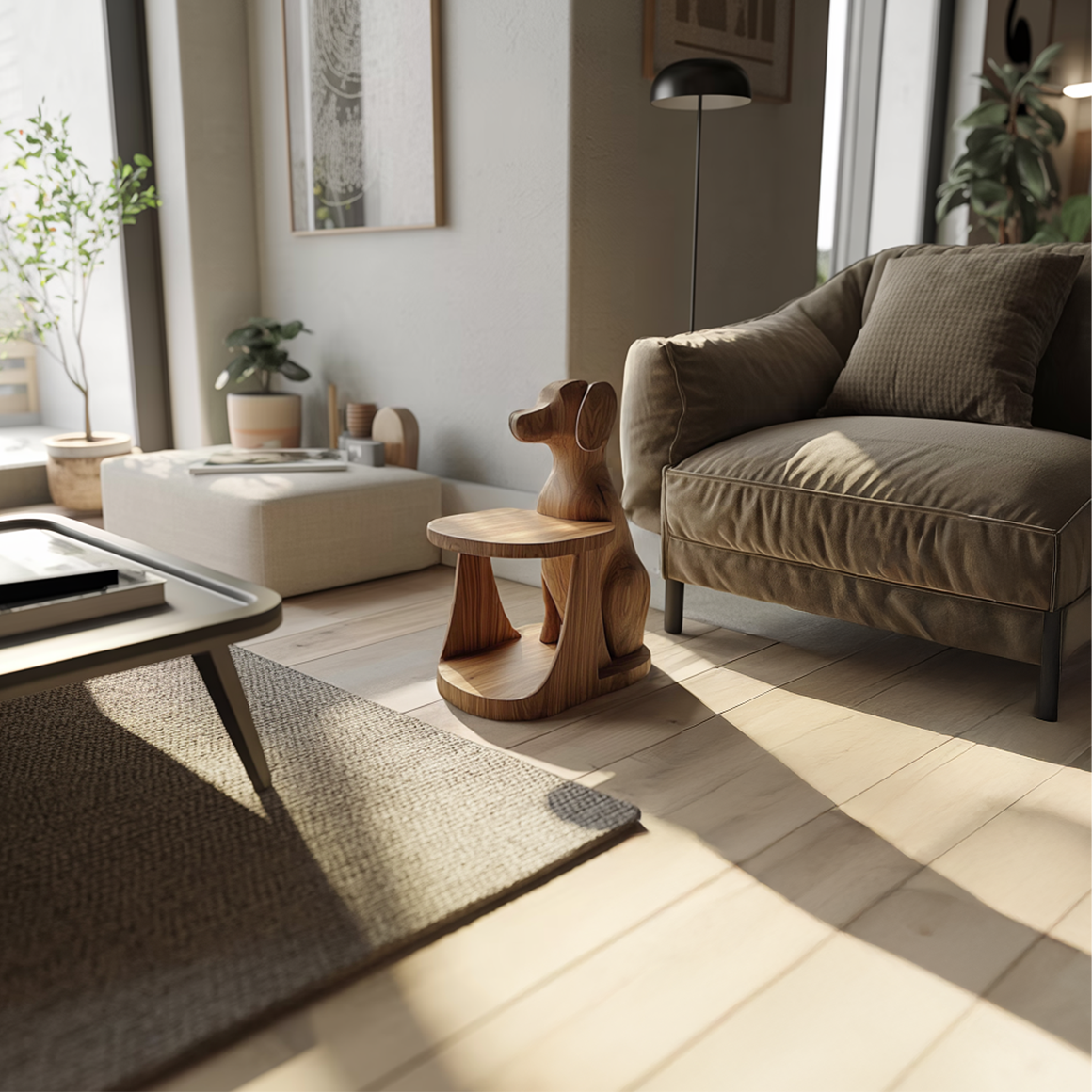 Modern Sculptural Dog Side Table For Living Room And Bedroom SINLSABT203