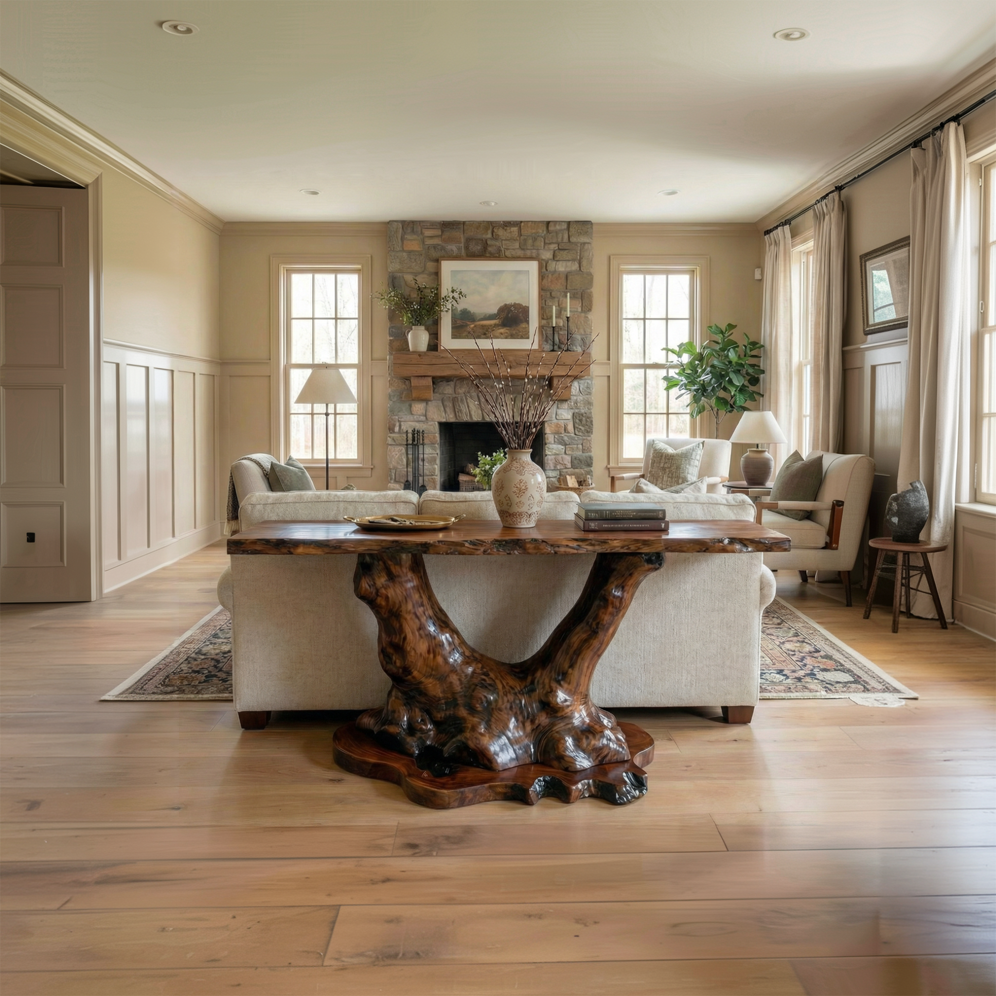 Organic Tree Root Style Console Table Solid Wood Living Room SINLSACS519