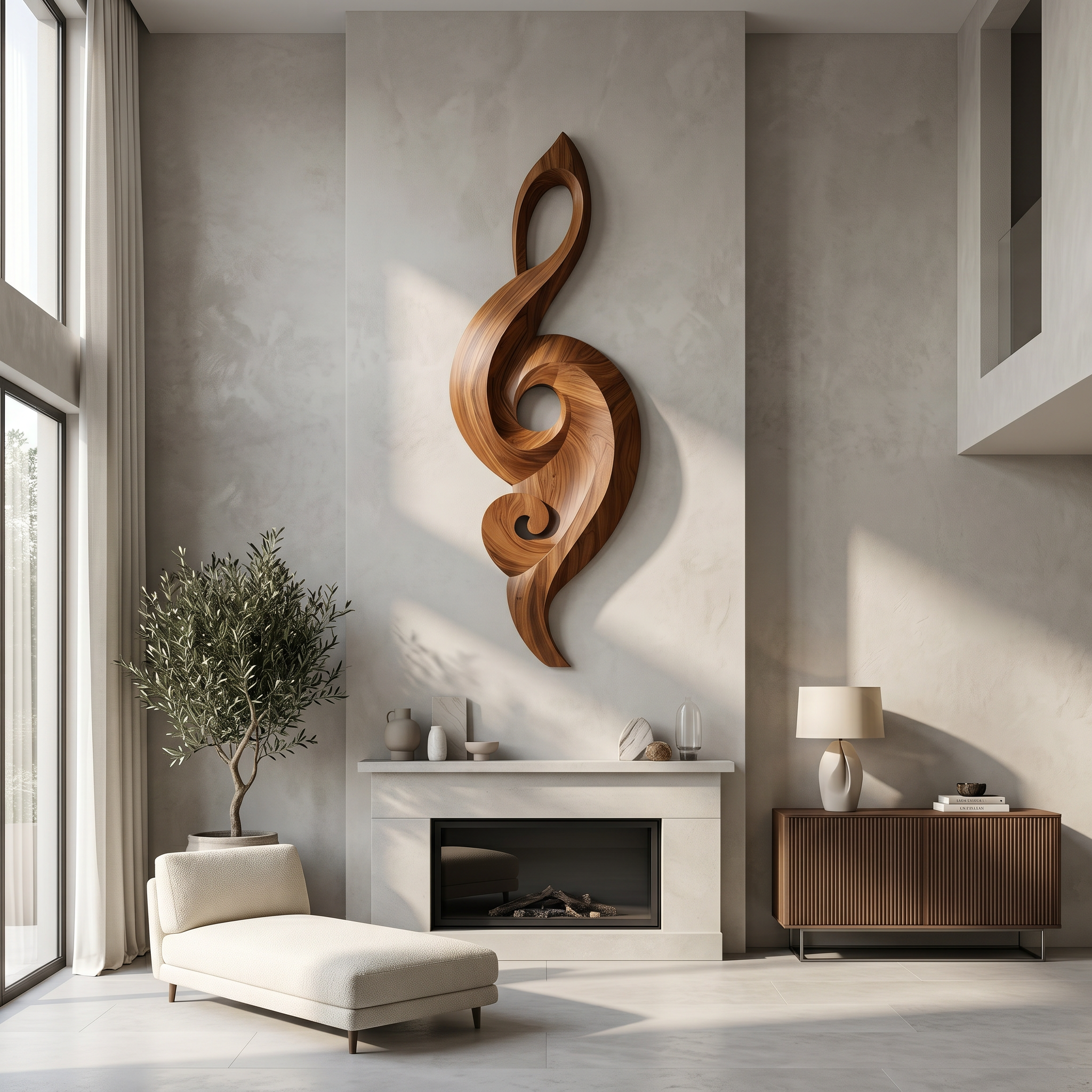 Minimalist Music Note Wooden Wall Art For Living Room SINLSAWD080