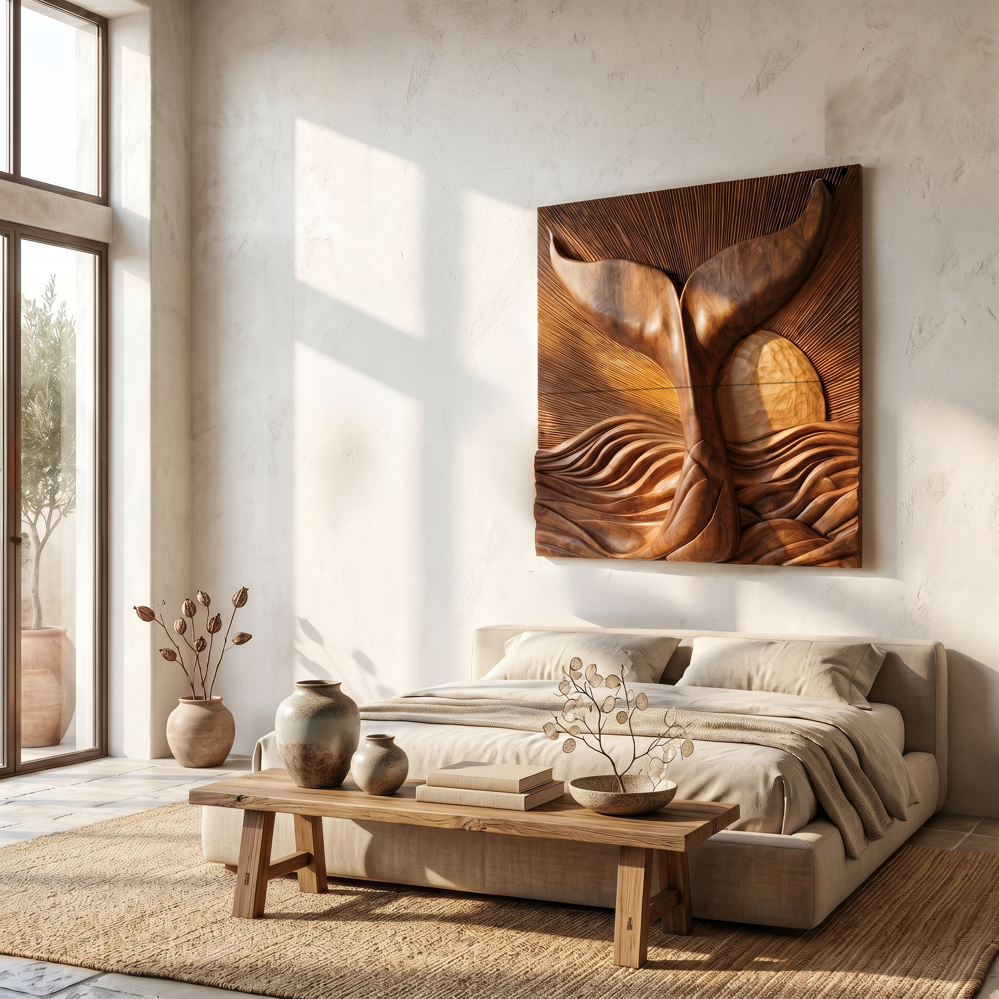 Abstract Botanical Wall Art Panel For Living Room And Entryway SINLSAWD088
