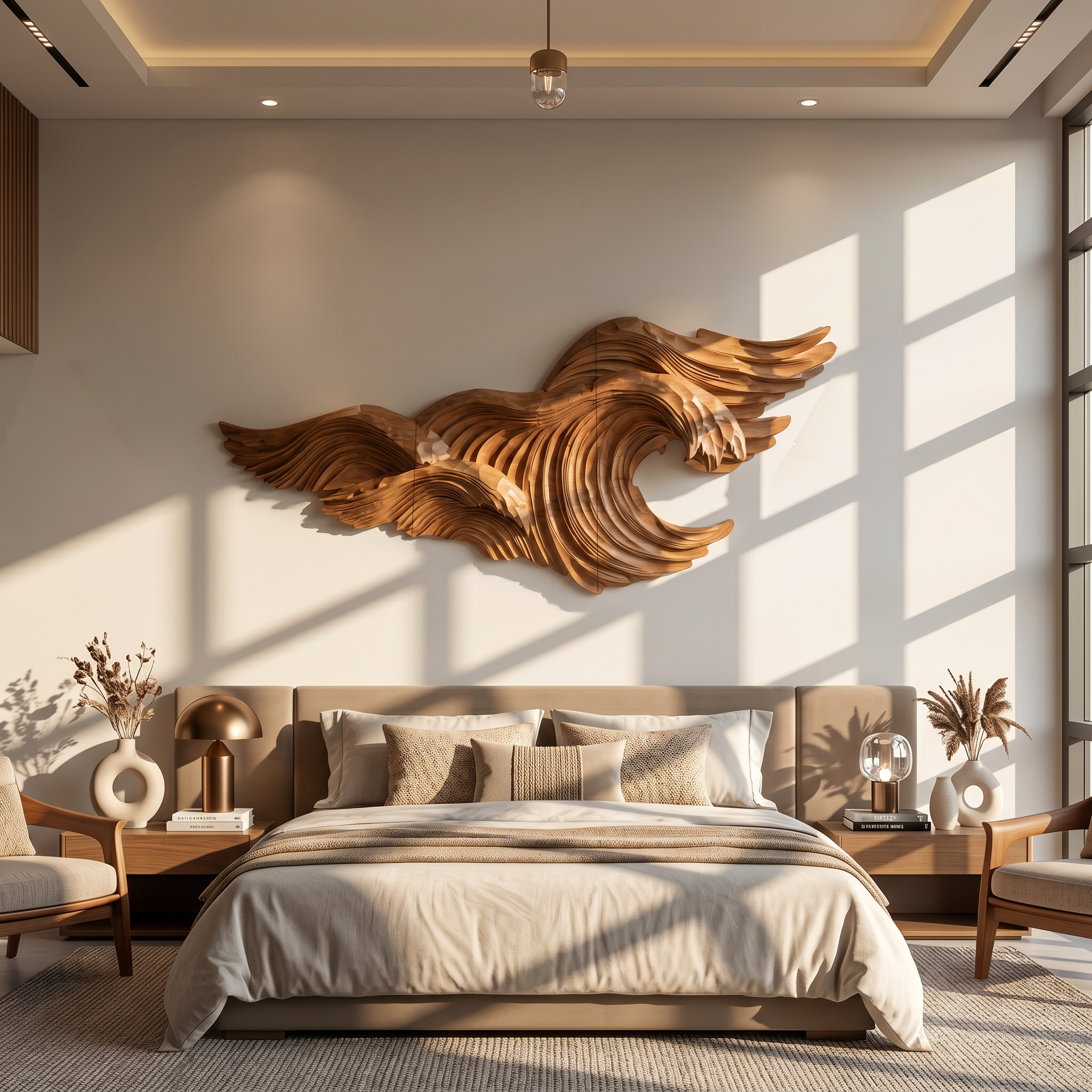 Abstract Wave Wall Art With Sculptural Flowing Design For Living Room And Entryway SINLSAWD097