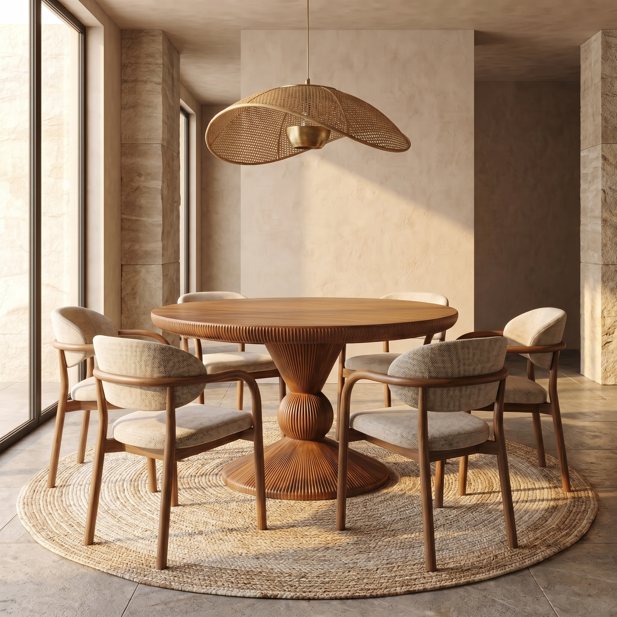 Modern Round Pedestal Dining Table For Dining Room And Kitchen SINLSADT168