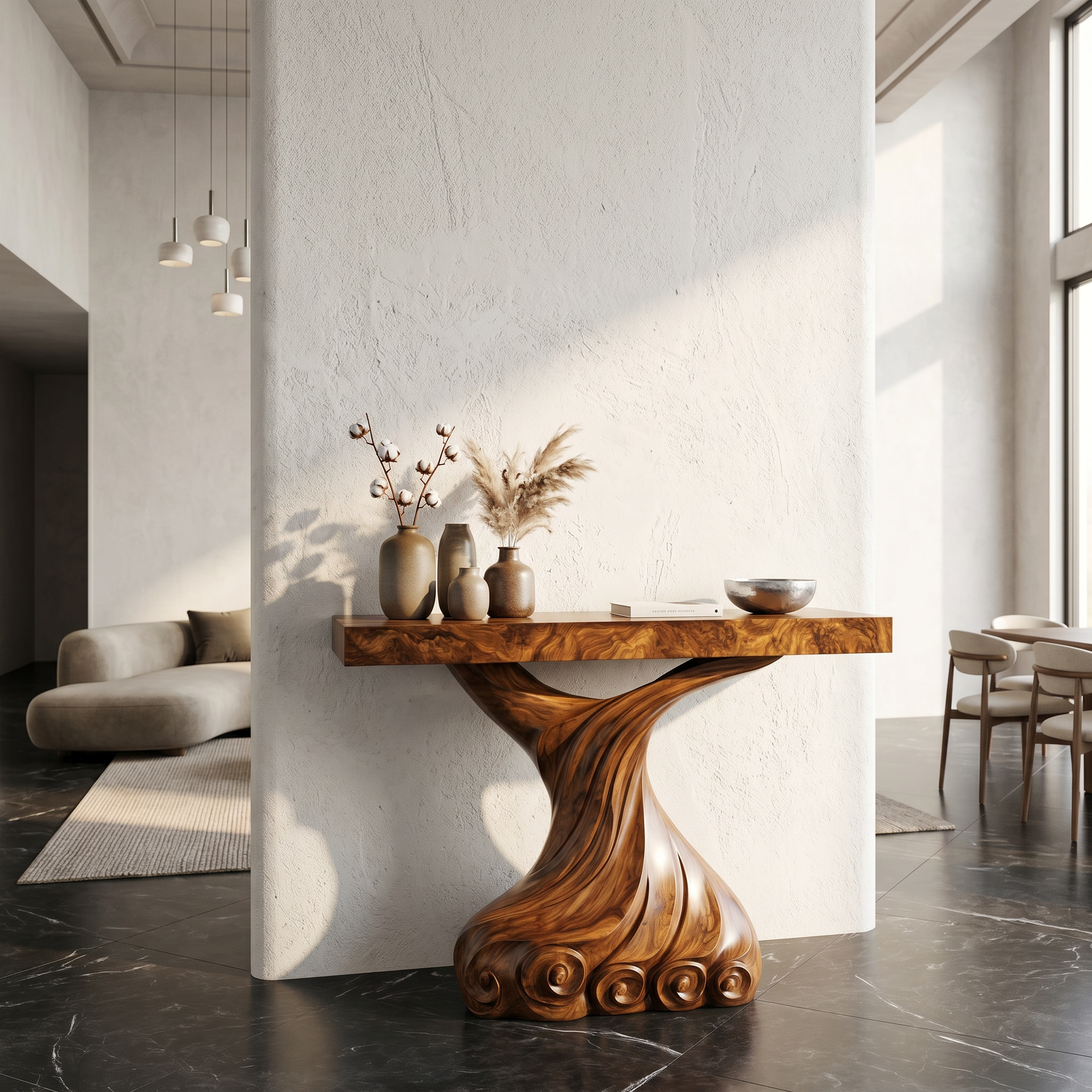 Contemporary Console Table With Carved Twist Form For Hallway SINLSACS632