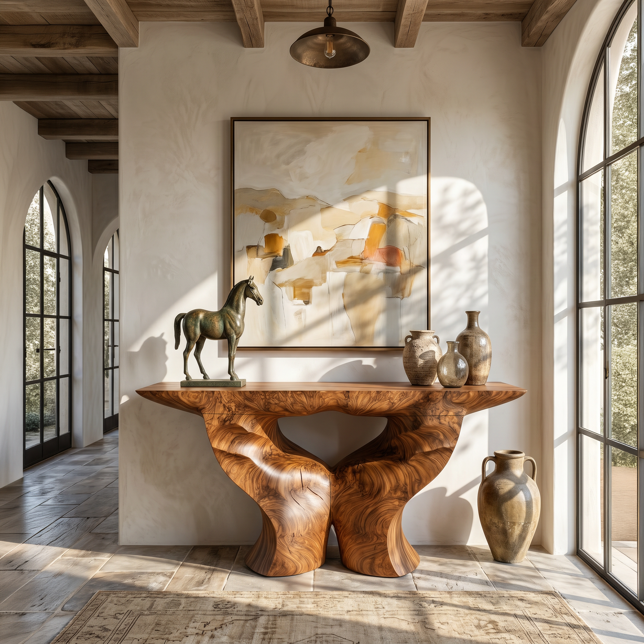 Organic Console Table With Artistic Nature Inspired Design For Living Room SINLSACS635