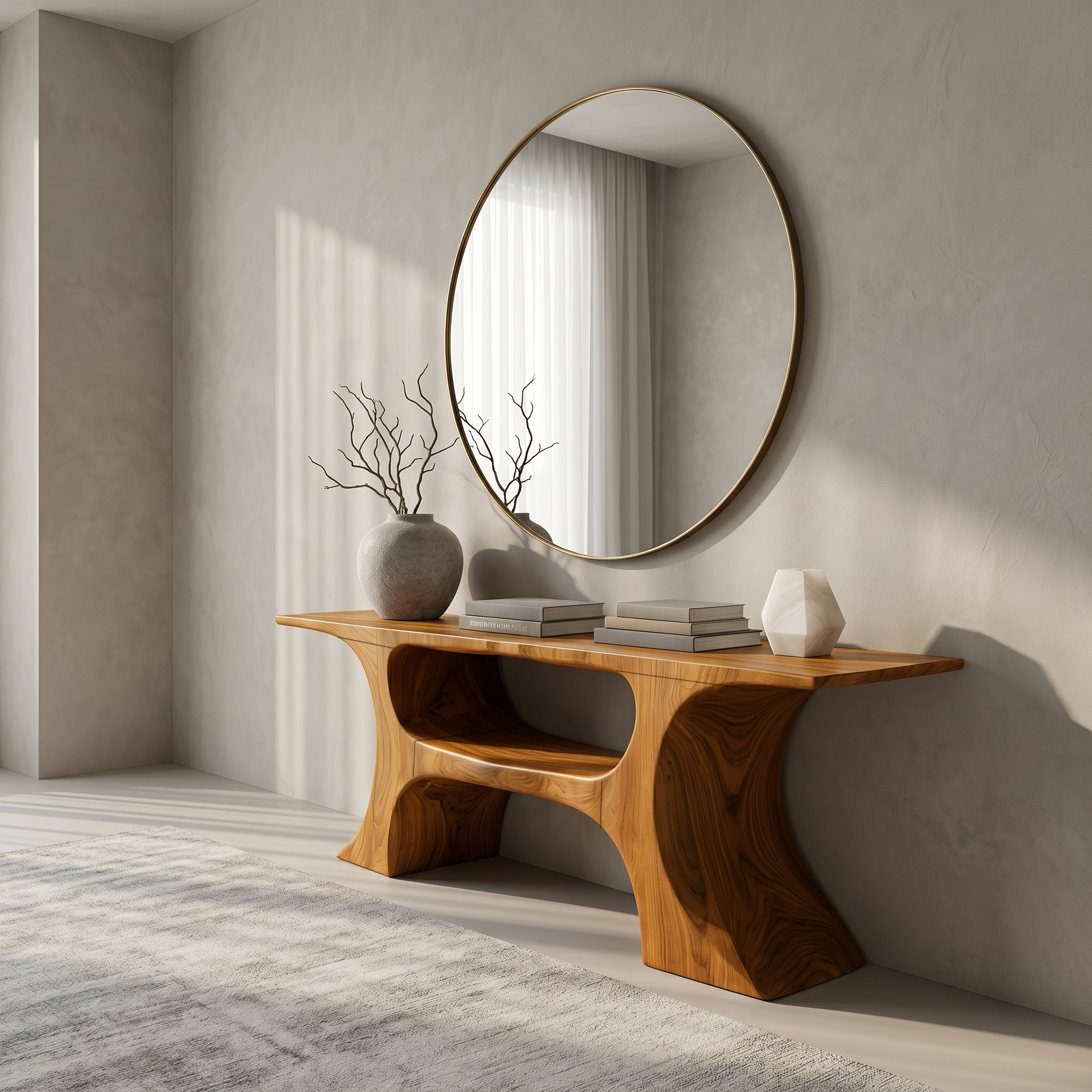 Modern Console Table With Soft Geometric Form For Living Room SINLSACS641