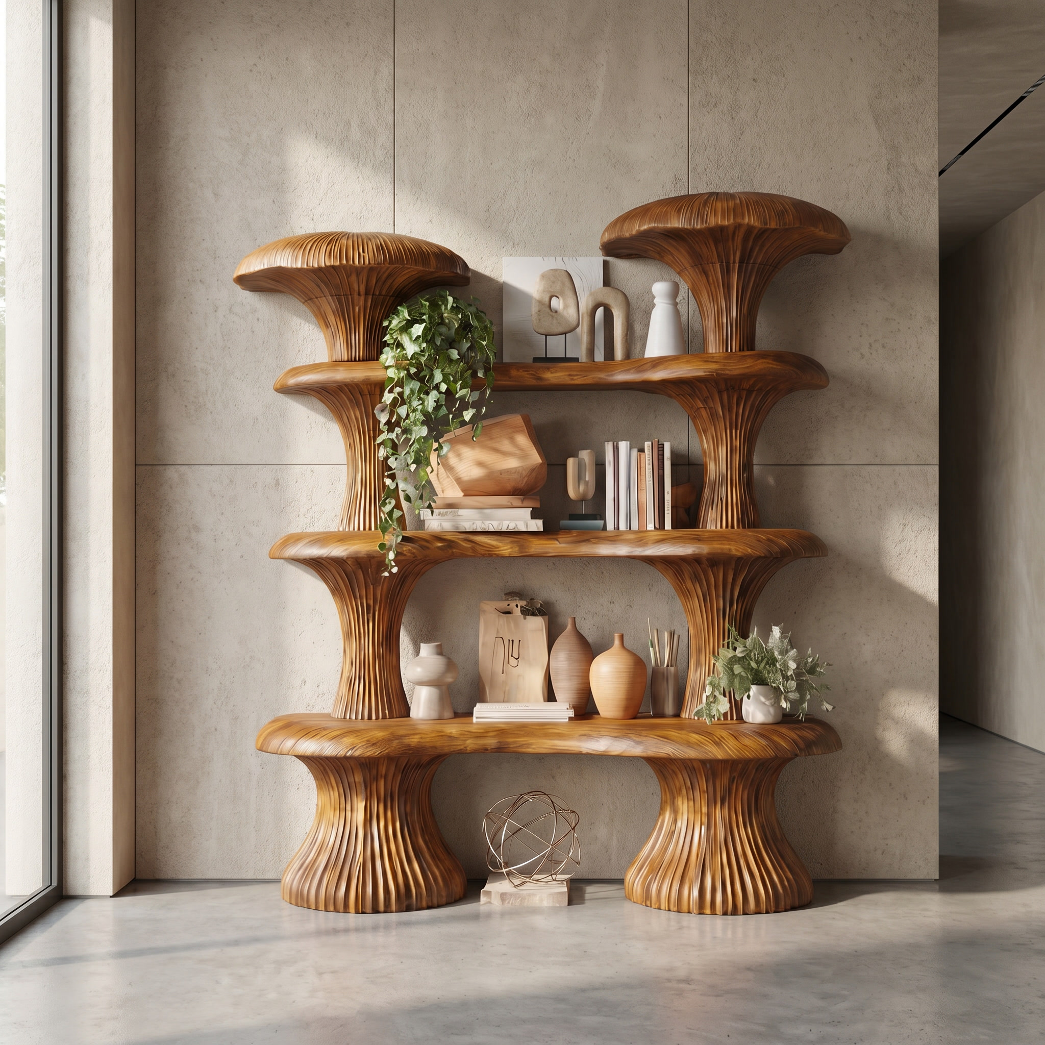 Sculptural Mushroom Bookcase For Living Room And Reading Room SINLSATB728