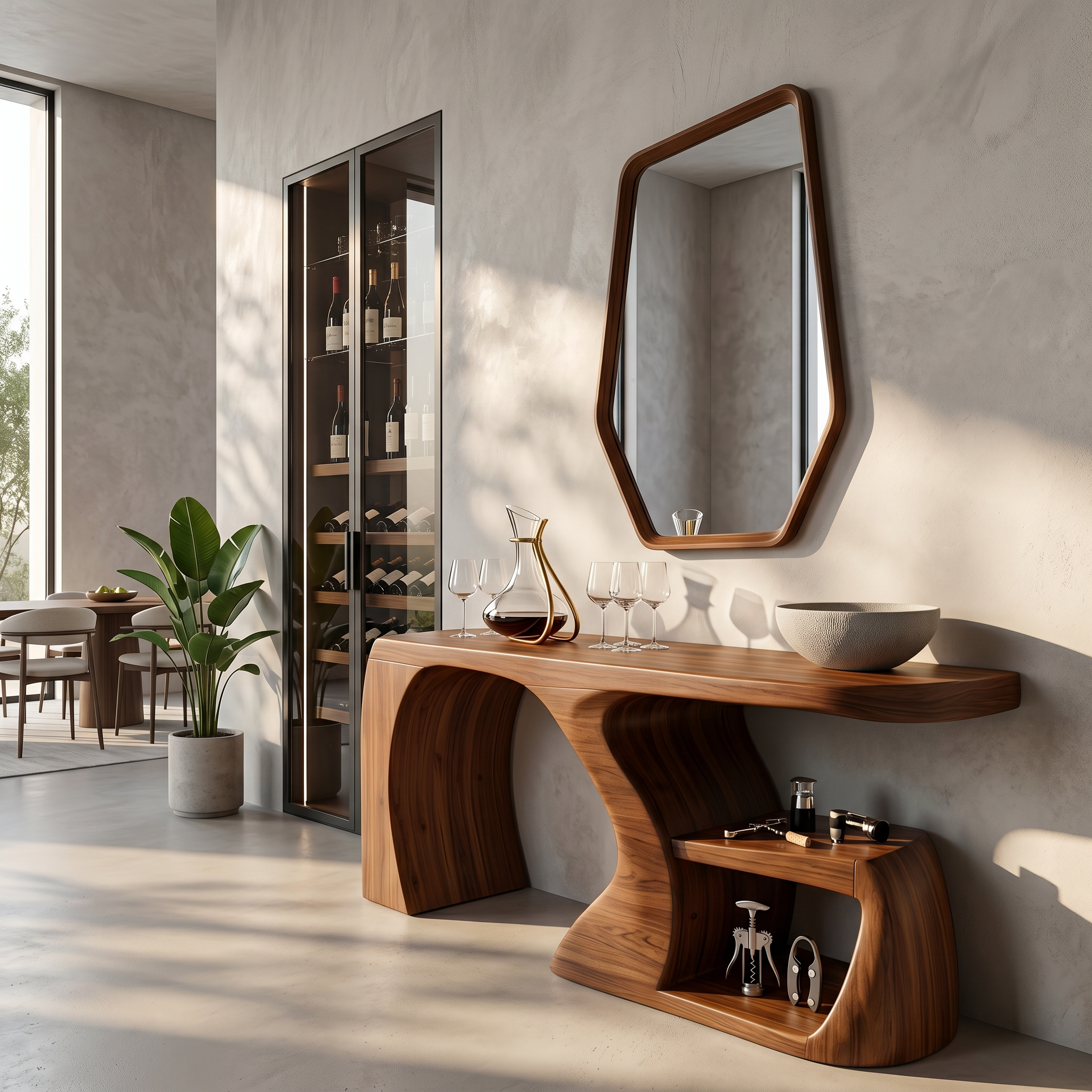 Modern Console Table With Architectural Curved Design For Entryway SINLSACS644