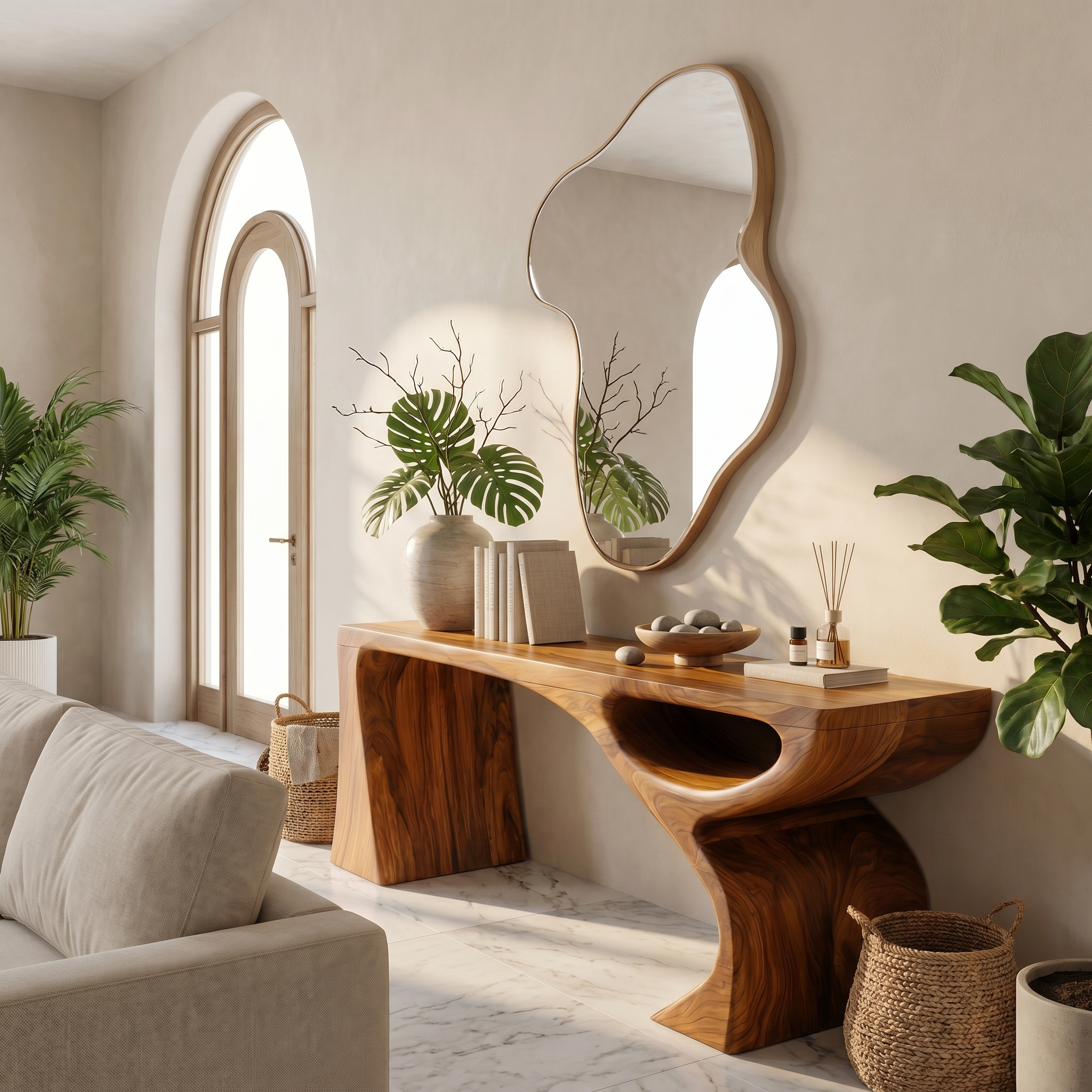 Contemporary Console Table With Fluid Open Structure For Entryway SINLSACS645