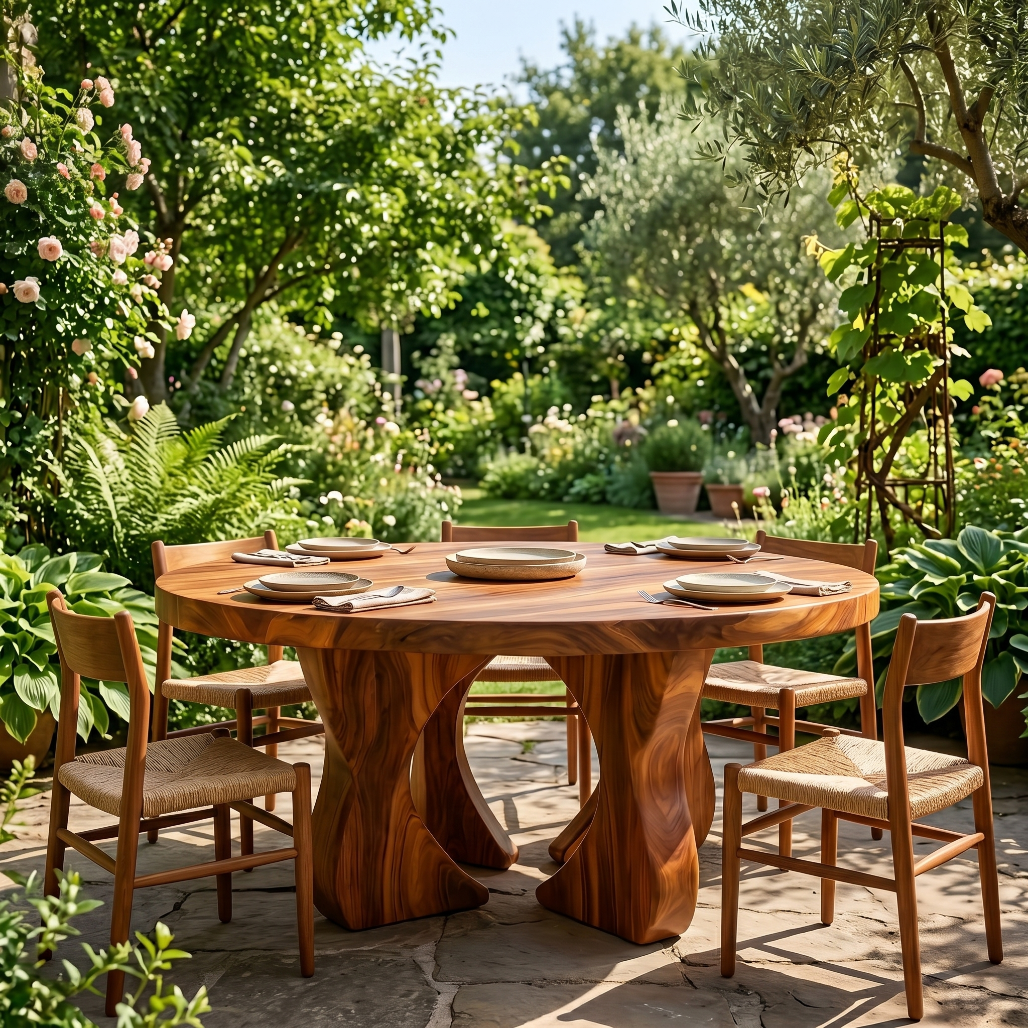Modern Organic Round Dining Table For Dining Room And Kitchen SINLSADT172