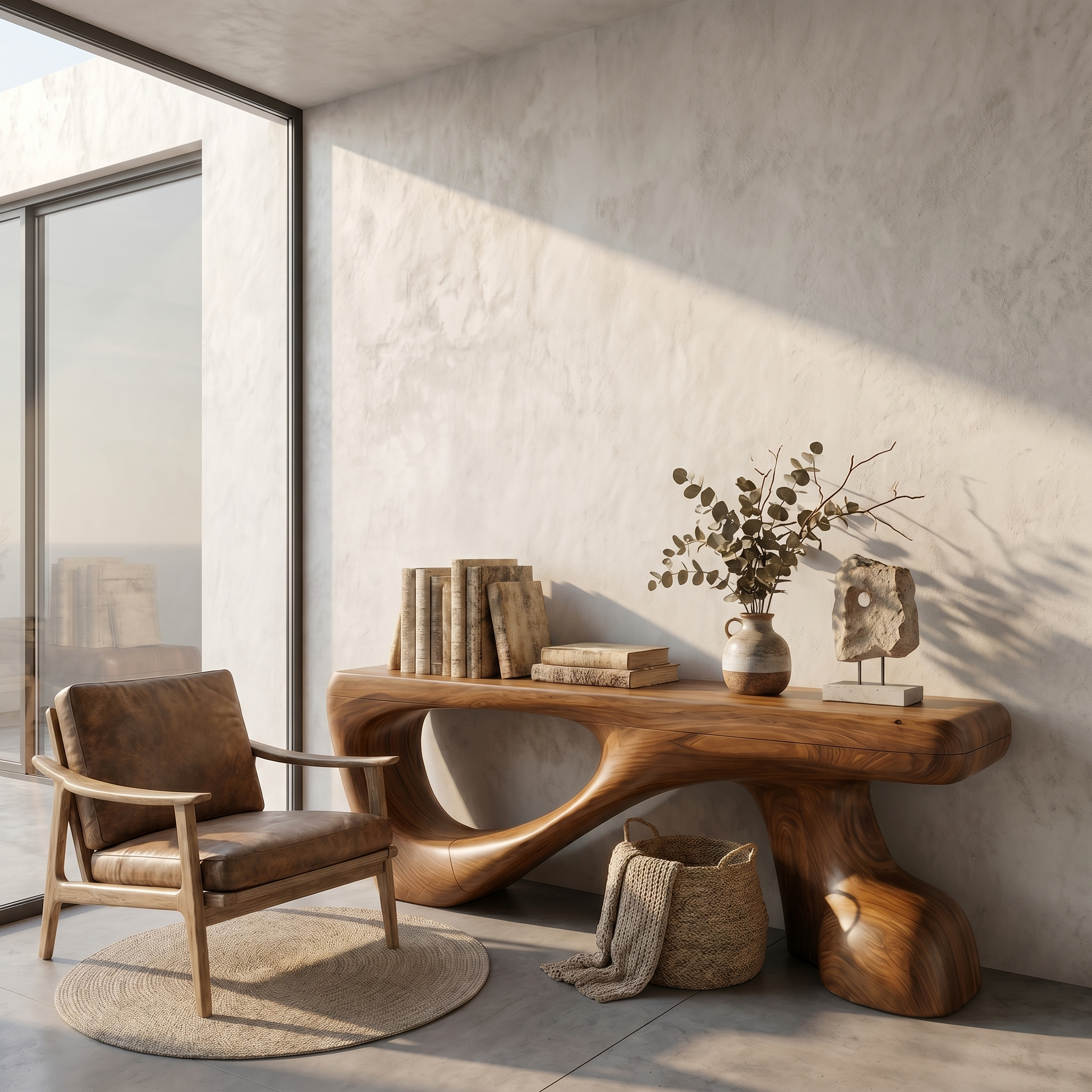 Rustic Console Table With Organic Root Form For Hallway SINLSACS649